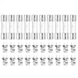 Unique Bargains - Glass Tube Fuses, 5x20mm 3A 250V Slow Fast Blow Glass Cartridge Tube Fuse with 20pcs Safety Clip 10pcs - Silver