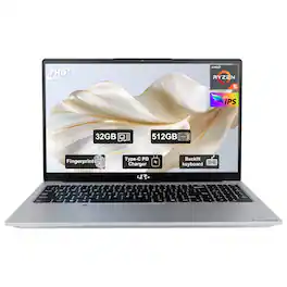 NIMO - 15.6 FHD IPS Laptop-Computer AMD Ryzen 5 3500U 32GB RAM 512GB SSD 3.7GHz - Silver