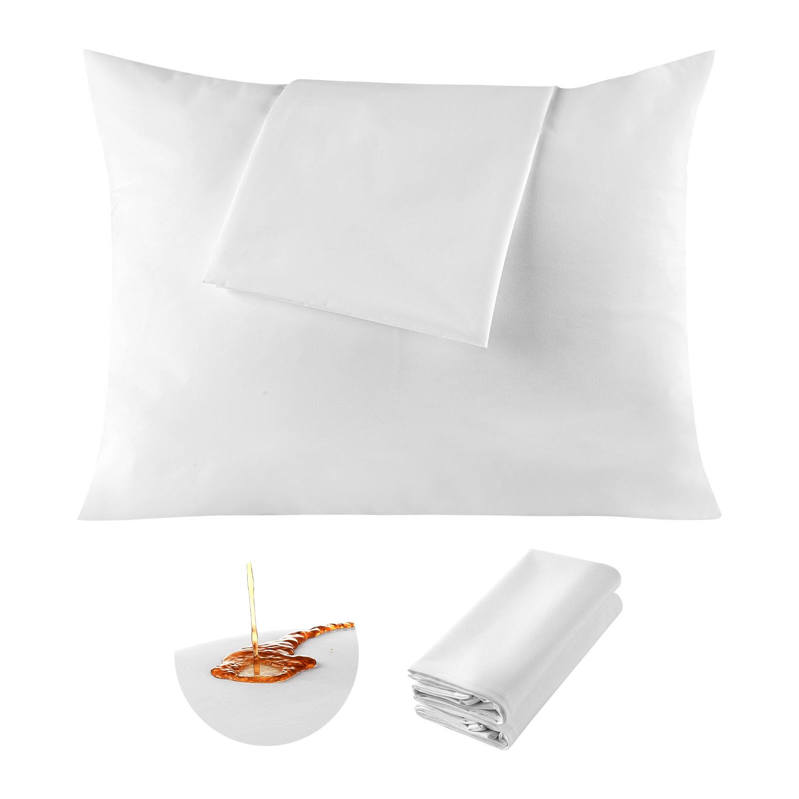 Front. VEVOR - Pillow Protectors, 4 Pack Waterproof Pillow Protectors with Hidden Zipper, Breathable Standard Size Pillows Protector - White.