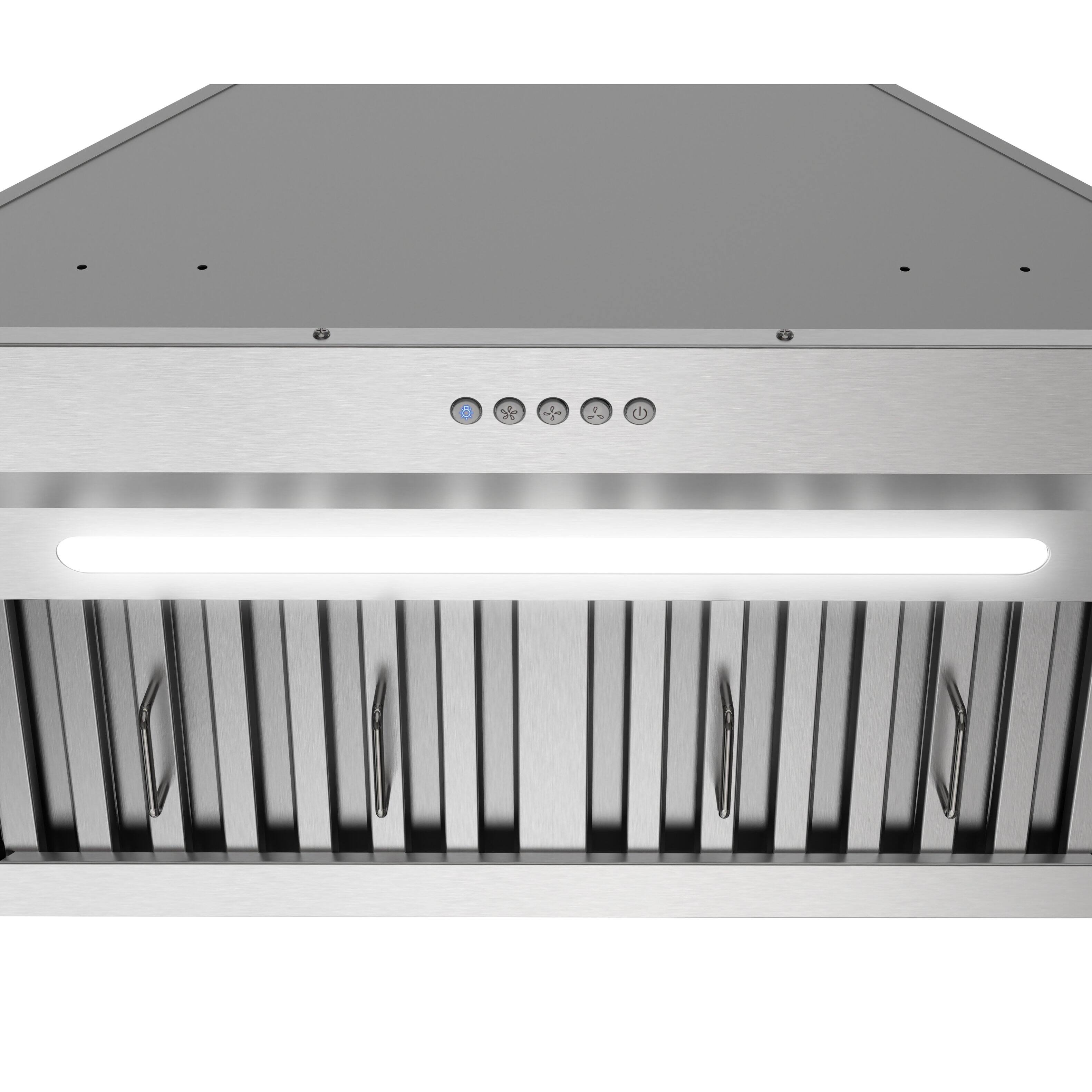 Alt View 6. Streamline - 28 in. Alcamo Ducted Insert 350 CFM Range Hood, Baffle Filters, Electronic Button Control, LED Light - Brushed Stainless Steel.