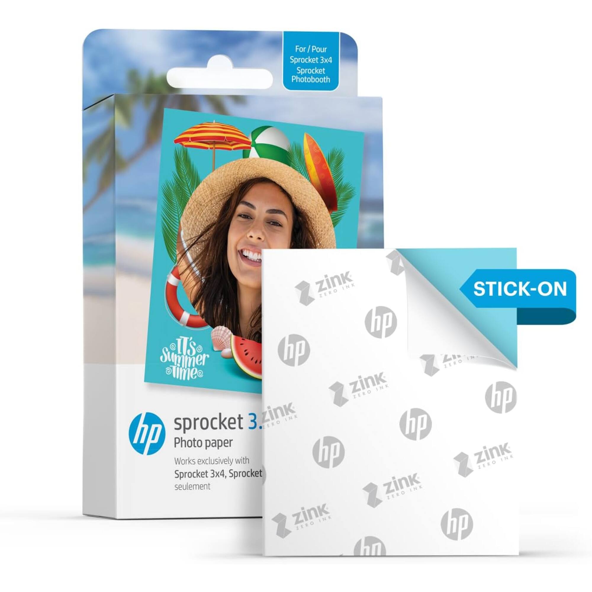 For Sprocket 3x4 Sprocket Photobooth zink ZERO INK hp Summer Time zink ZEEO sprocket 3 zink ZEEO INK hp hp Photo paper hp Works exclusively with Sprocket 3x4, Sprocket seulement zink ZEEO INK zink ZEEO INK hp zink ZERO INK hp