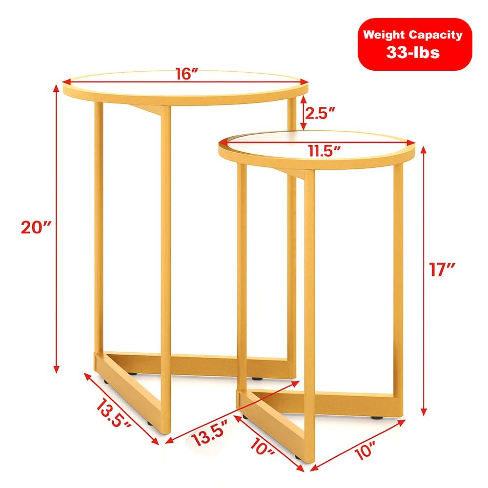 Weight Capacity: 33-lbs

Dimensions:
- Top Diameter: 16"
- Top Thickness: 2.5"
- Top Height: 11.5"
- Overall Height: 20"
- Bottom Diameter: 17"
- Bottom Thickness: 10"
- Leg Length: 13.5"
- Leg Width: 10"