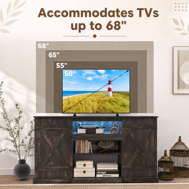 Accommodates TVs up to 68"  
68" 65" 55" 50"