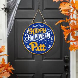 Evergreen Enterprises - Pitt Panthers 18" Happy Halloween Wooden Round Door Sign - Multicolor
