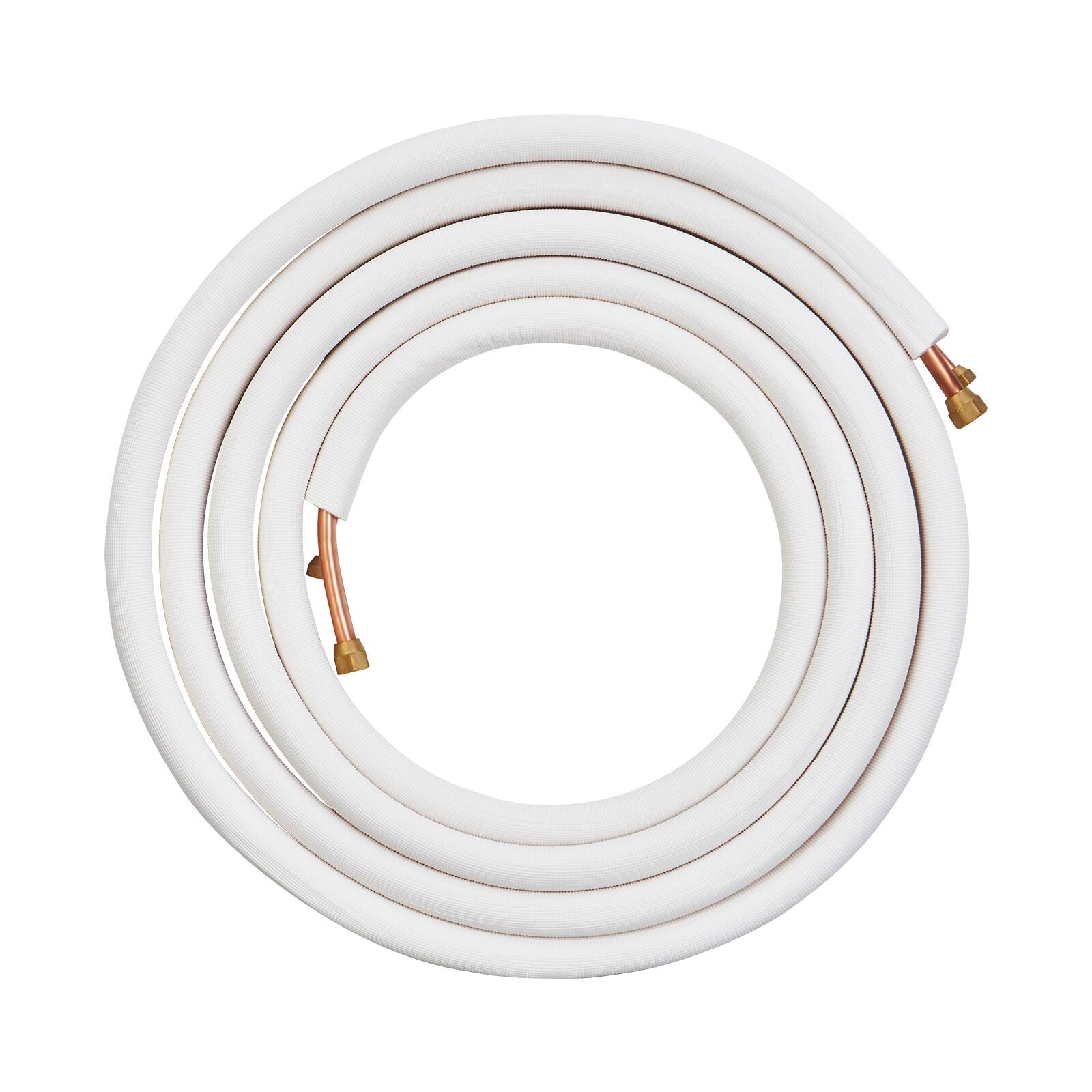 Alt View 5. VEVOR - 25FT Mini Split Line Set, 1/4" & 3/8" O.D Copper Pipes Tubing and Triple-Layer Insulation - White.