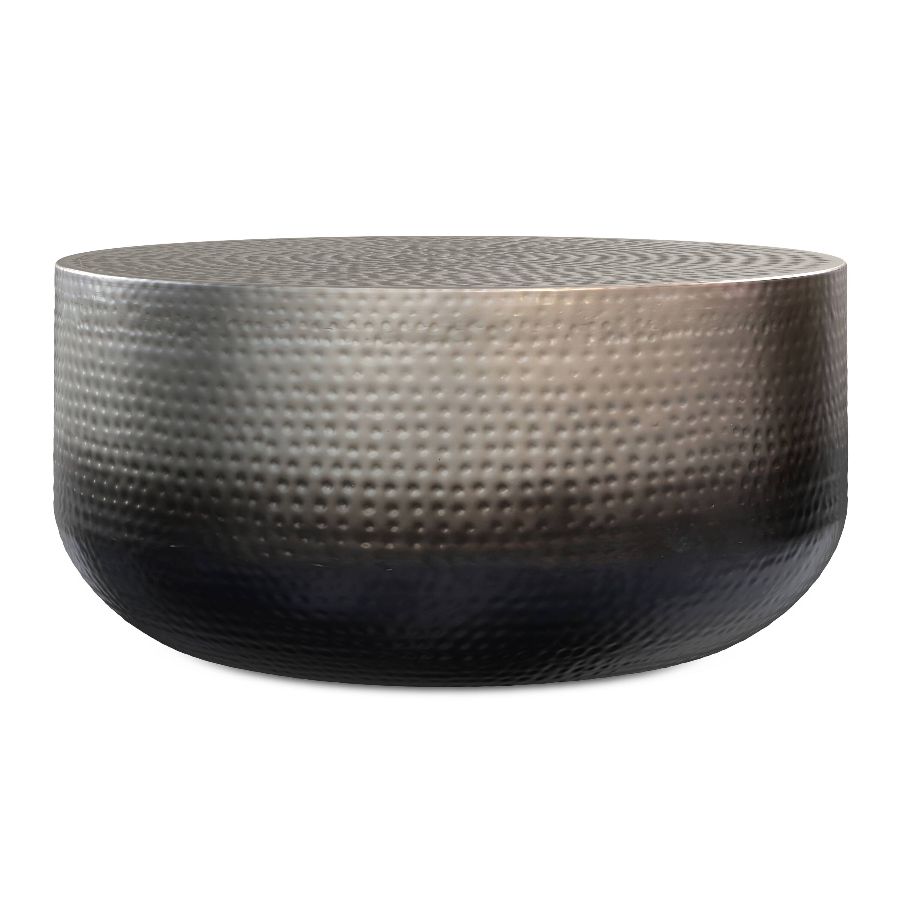 Angle. Simpli Home - Nova Metal Coffee Table - Silver Ombre.