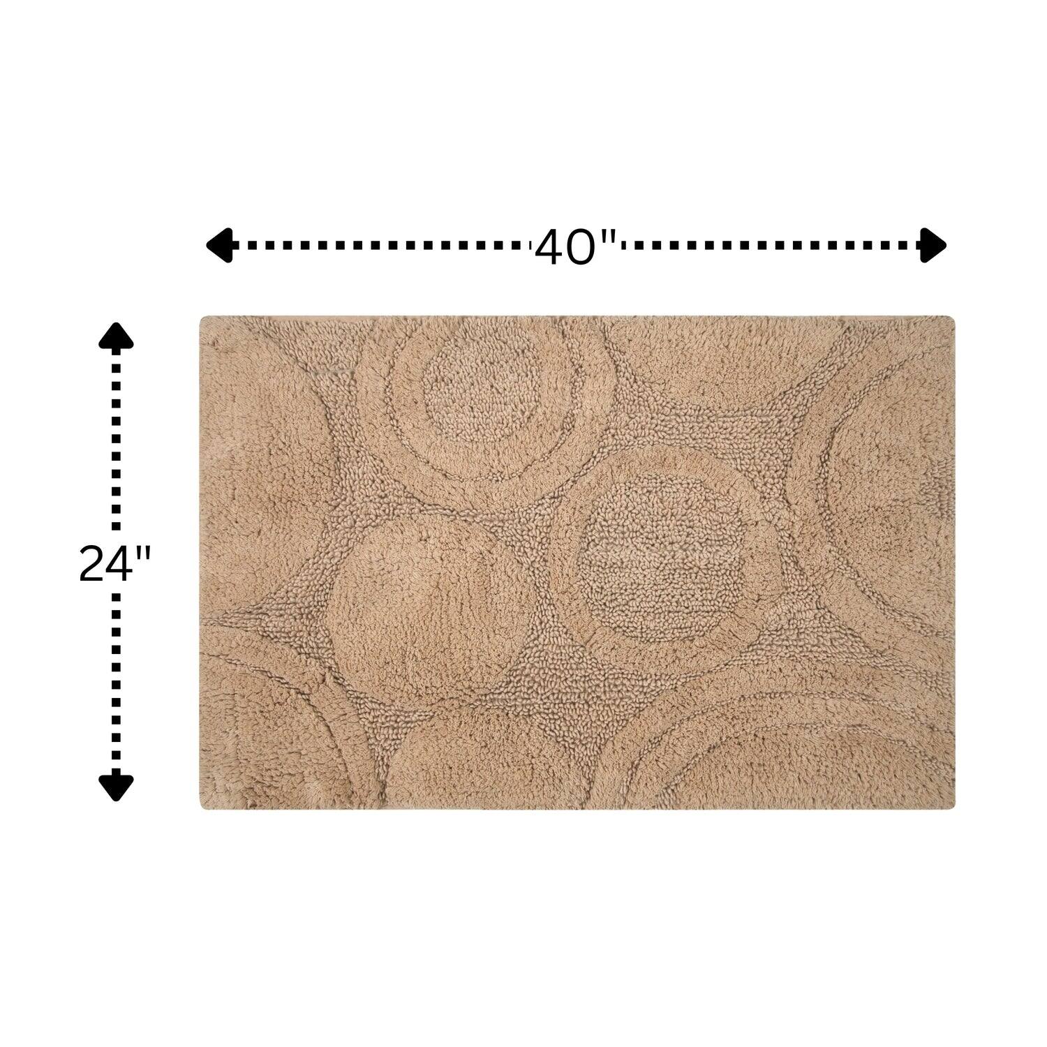 Alt View 6. Knightsbridge - Knightsbridge Orbit Non-Skid Cotton Bath Rug - Natural Color - Brown.