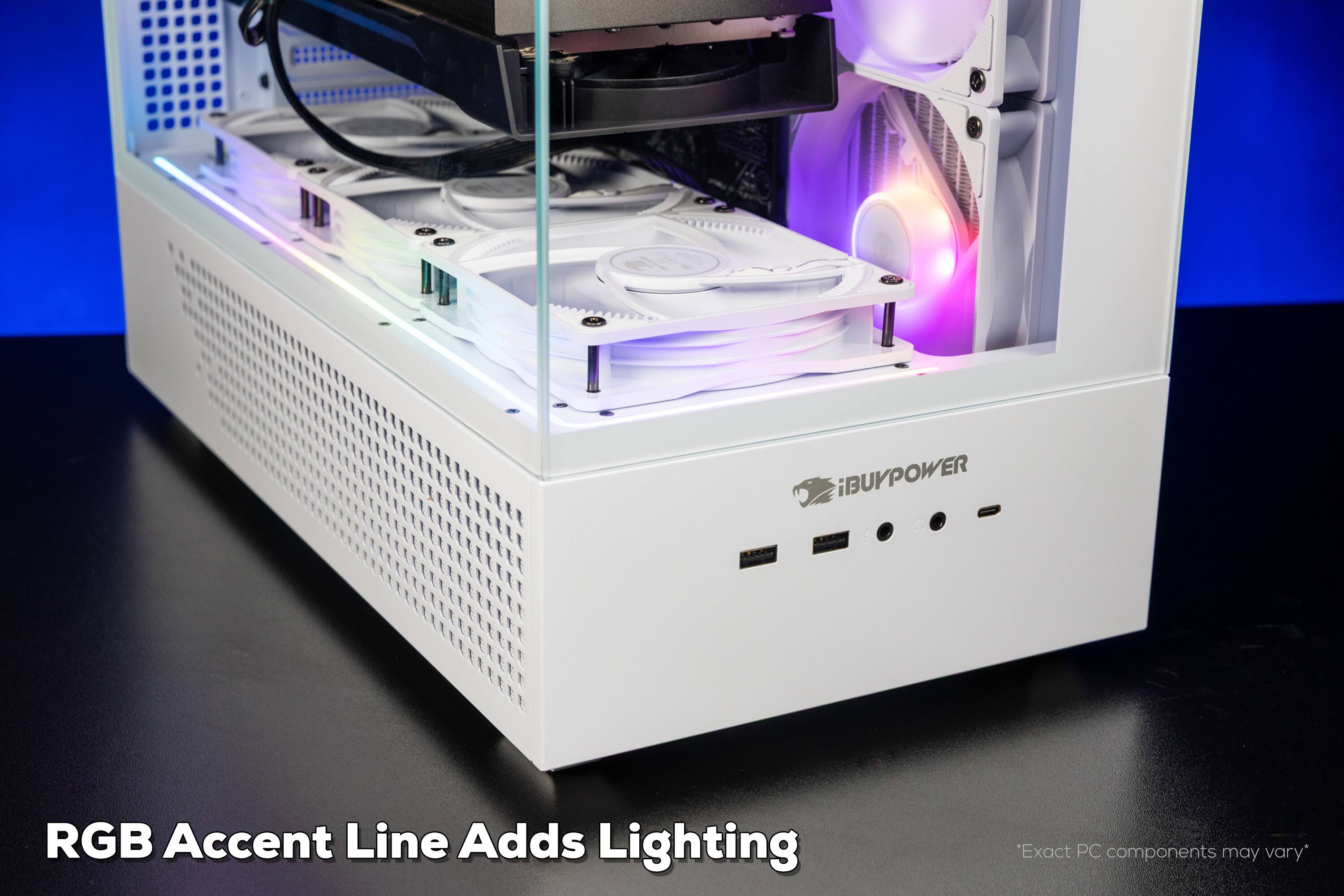 iBUYPOWER RGB Accent Line Adds Lighting  
*Exact PC components may vary*