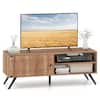 Front. Gymax - Gymax TV Stand for TVs up to 55'' Mid Century Entertainment Center w/ Storage Cabinet - Brown.