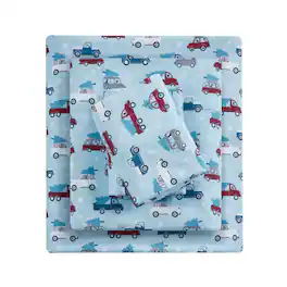 Gracie Mills - Persephone Cotton Flannel Sheet Set - Blue Cars