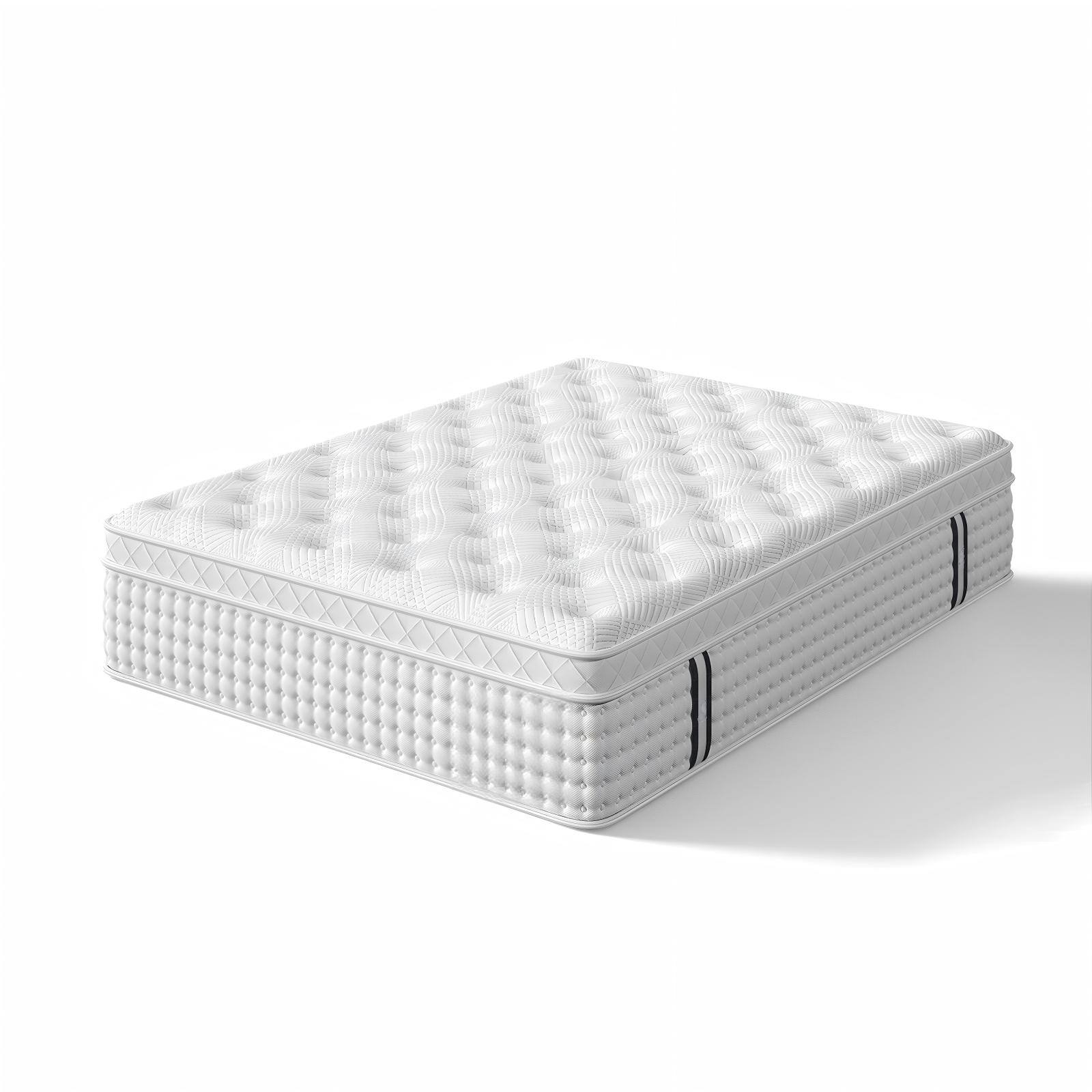 Front. Ecooso - 14" Queen Hybrid Mattress, Medium-Firm, Memory Foam + Pocket Coils, Spine Support, Quiet & Breathable - White.