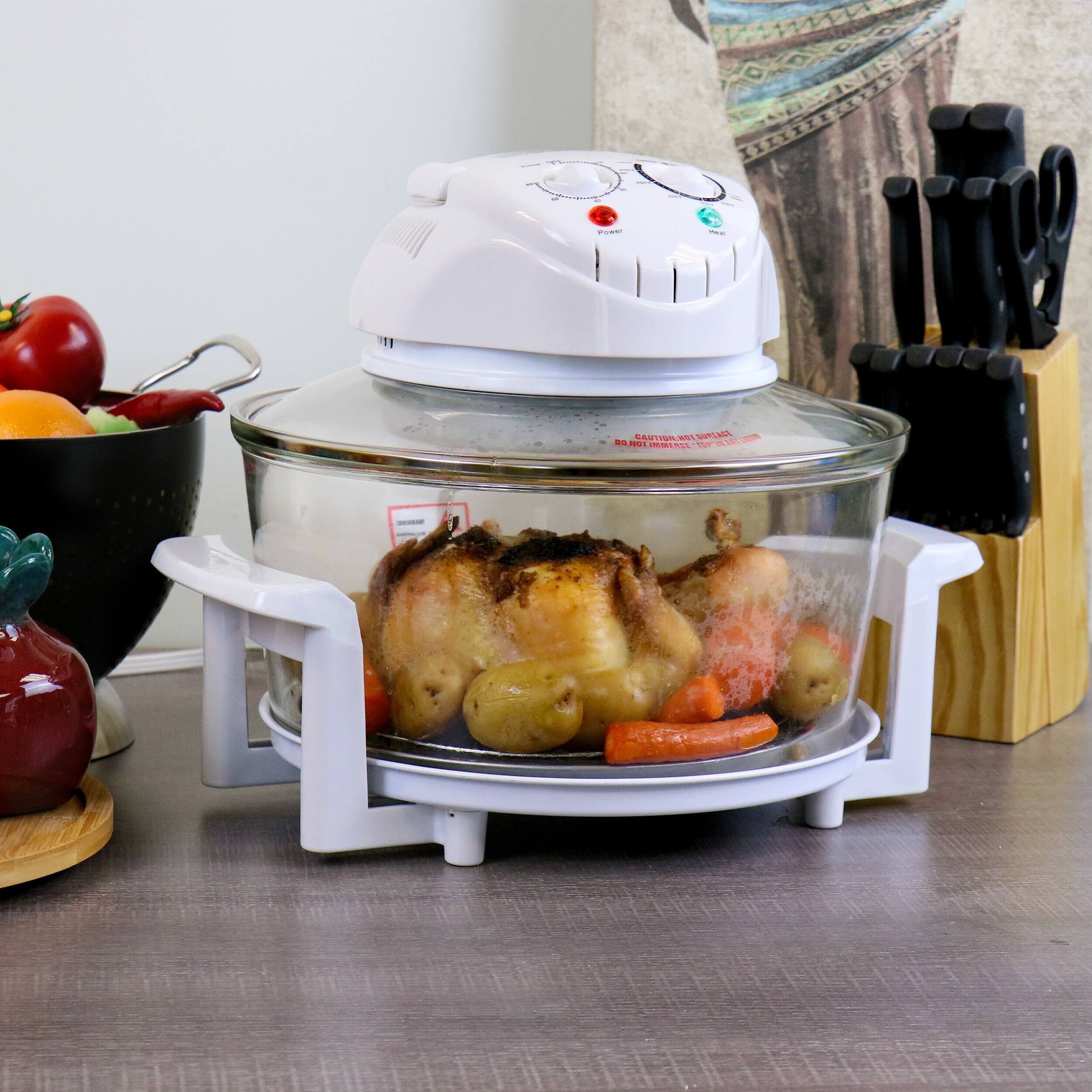 Alt View 4. MegaChef - MegaChef Multipurpose Countertop 14.25 Inch Halogen Oven Air Fryer/Rotisserie/Roaster in White - White.