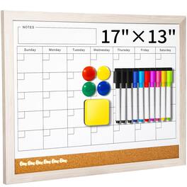 PARKER SLATER - Dry Erase Calendar Whiteboard For Wall - 17x13 Inch Magnetic Reusable Monthly Planner Board Home Office Classroom
