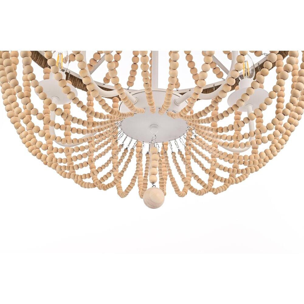 Alt View 3. Living District - Jolie 24 Inch Beaded Pendant In Beige - Beige.