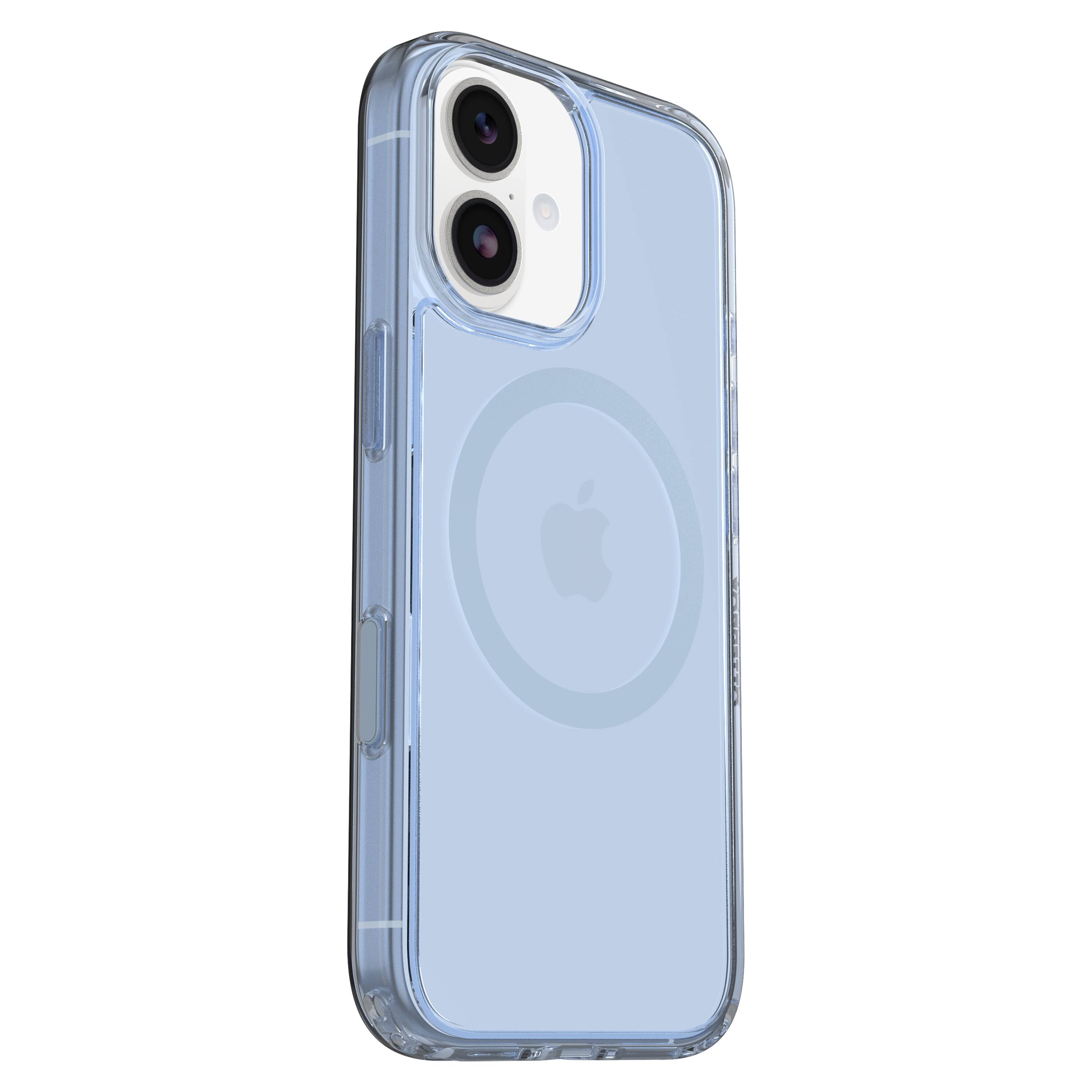 Left. OtterBox - Symmetry Series Hard Shell for Apple iPhone 17 - Blue.