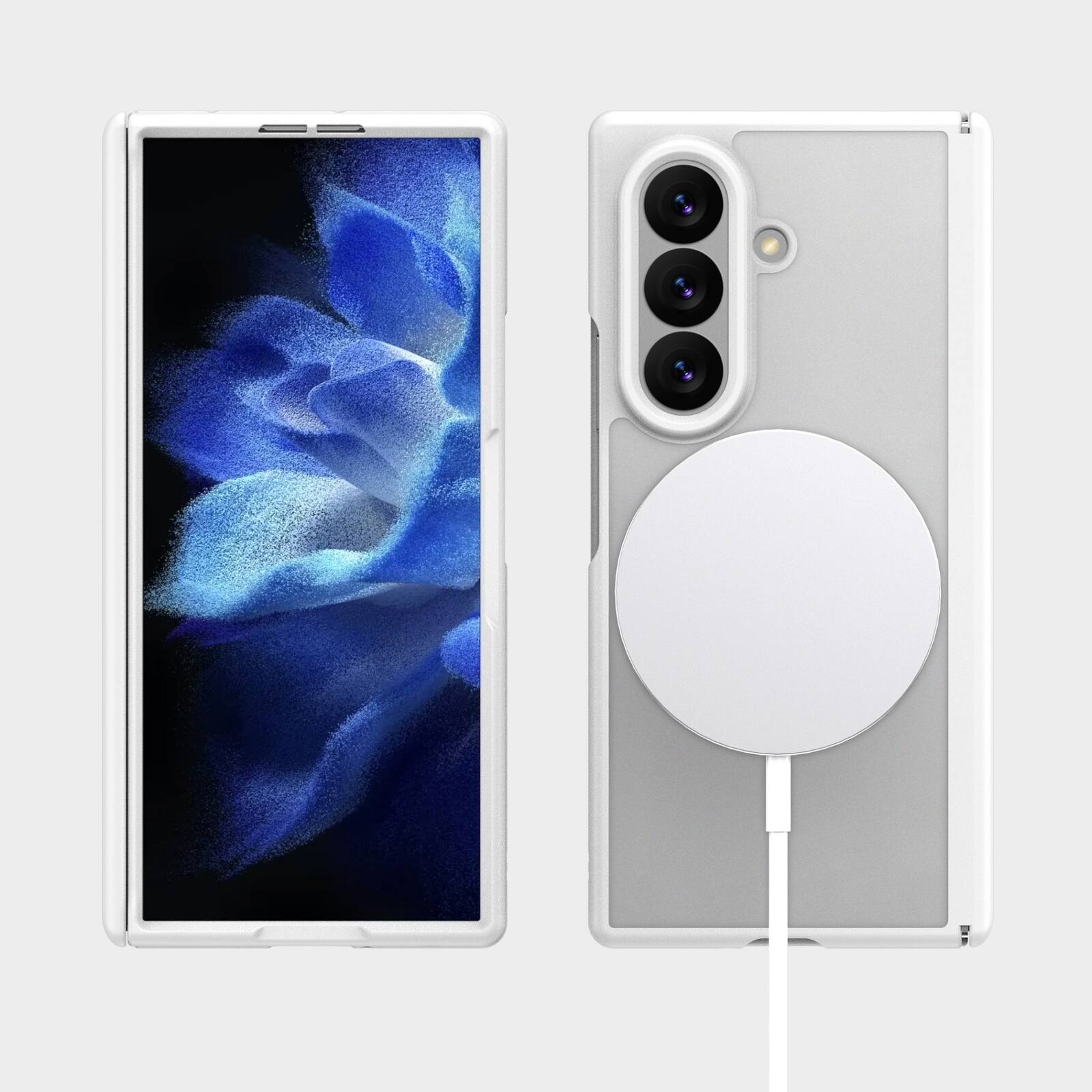 Alt View 1. Dteck - Shockproof Phone Case for Samsung Galaxy Z Fold8 Ultra Built in Screen Film, Magnetic Cover with Full Hinge Protection - White.