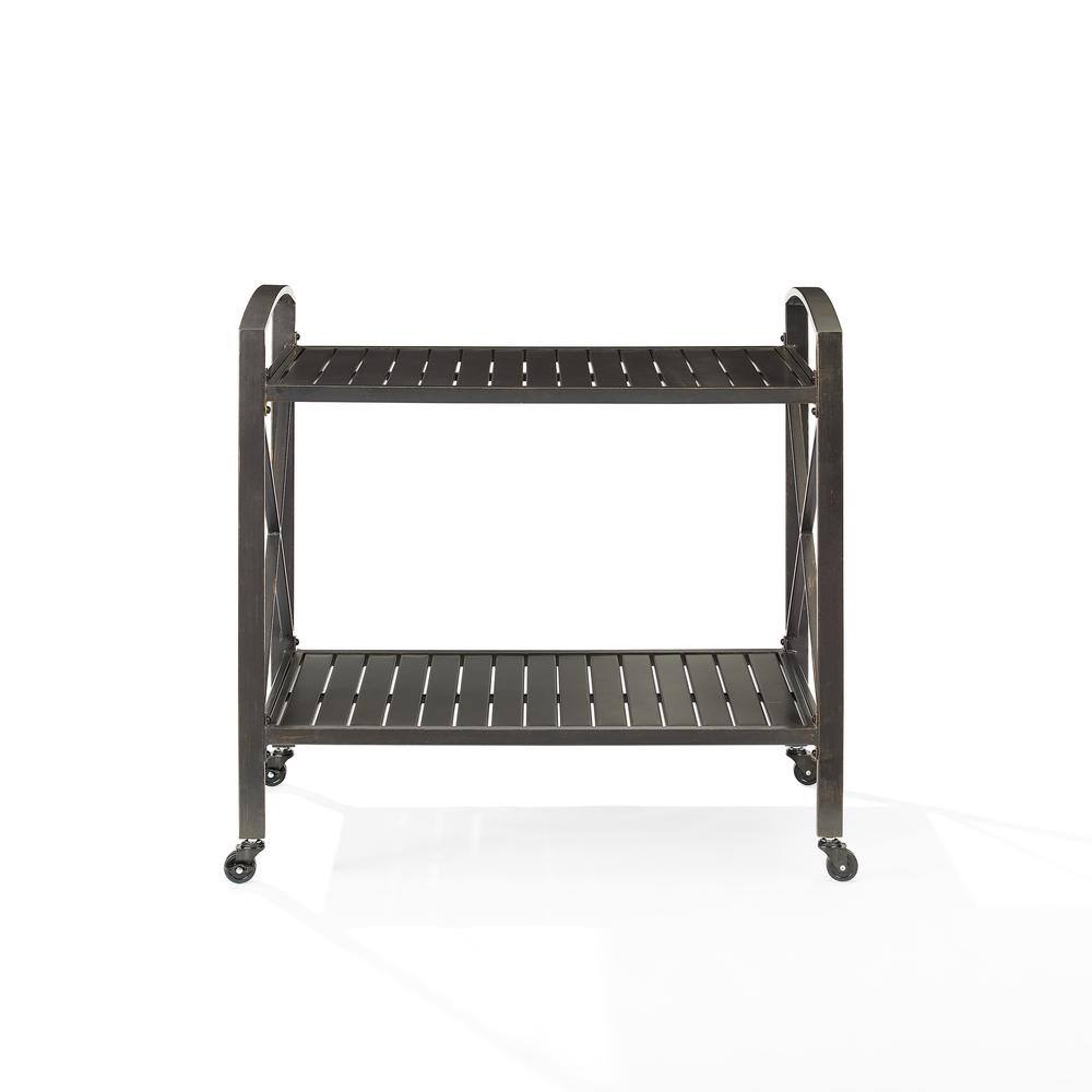 Alt View 1. Crosley Furniture - Kaplan Metal Outdoor Bar Cart - Oil Rubbed Bronze.