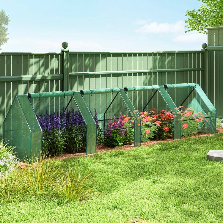 Alt View 2. PULUZ - Portable Mini Greenhouse, Outdoor Garden with Large Zipper Doors and Water/UV PE Cover, 12' x 3' x 3' - Green.