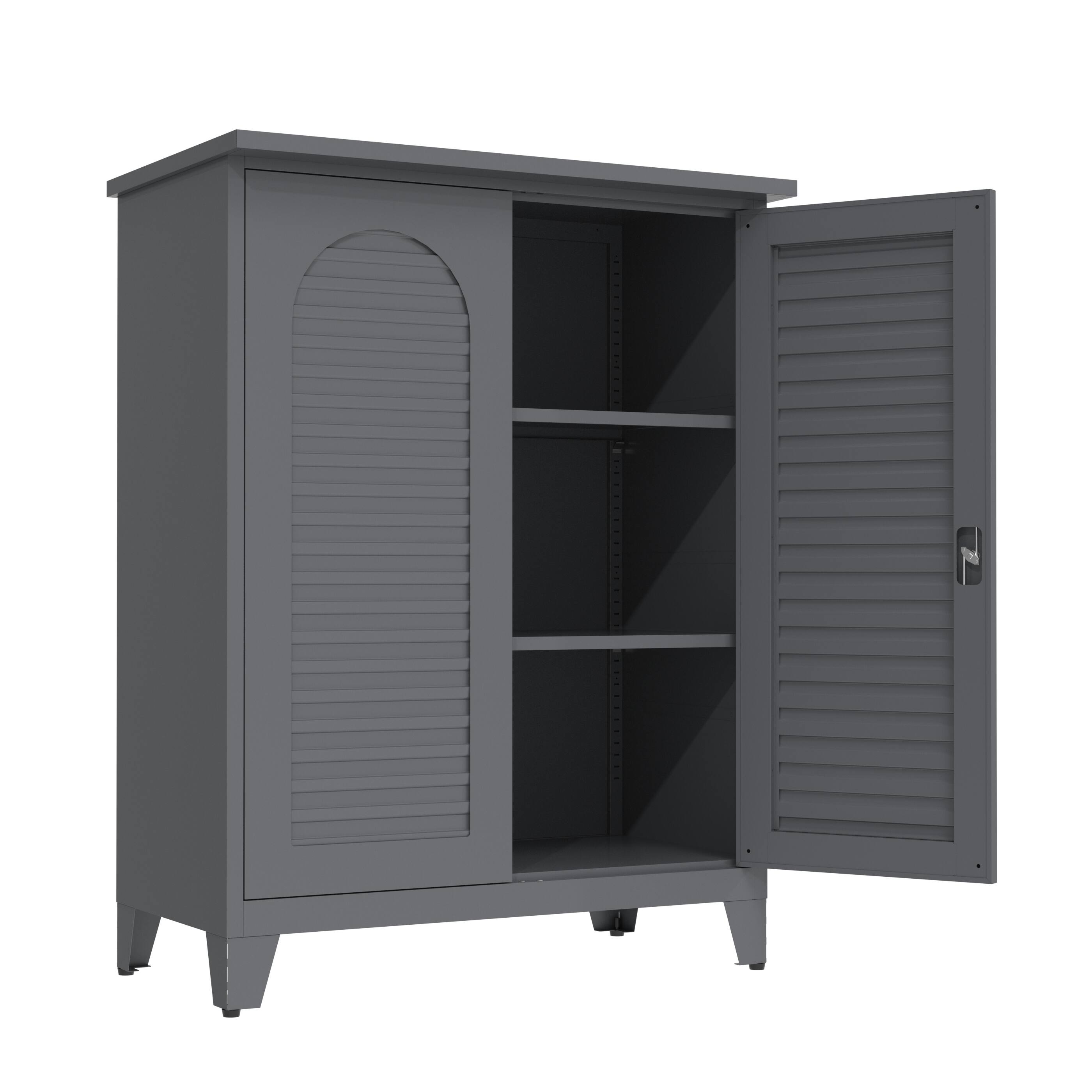 Angle. Aukfa - 47" Tall Metal Tool Storage Cabinet - Ample Storage for Garage, Warehouse, Office, Utility Room - Slate.