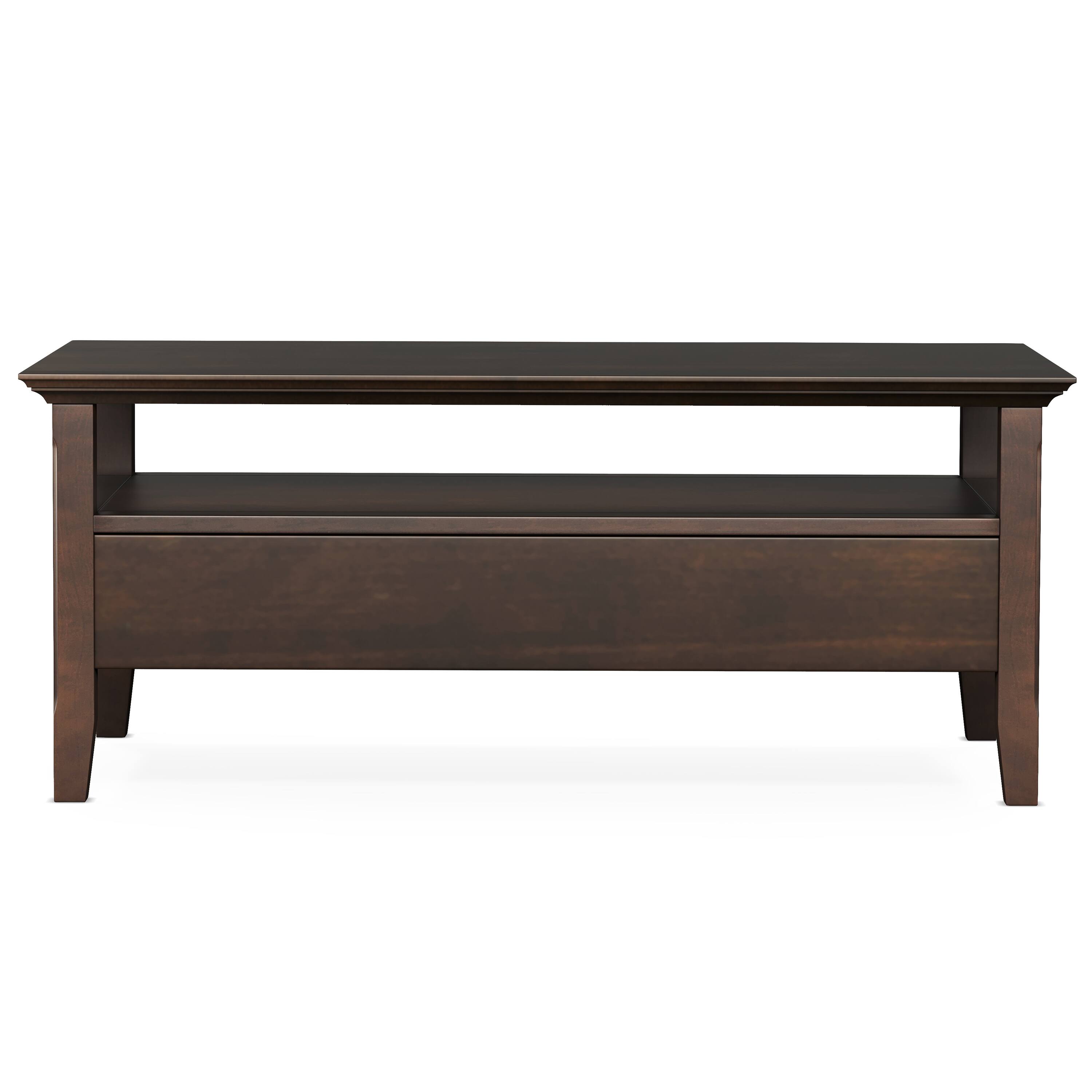 Alt View 5. Simpli Home - Acadian 48 inch Wide Solid Wood Coffee Table with Drawer in Brunette Brown - Brunette Brown.