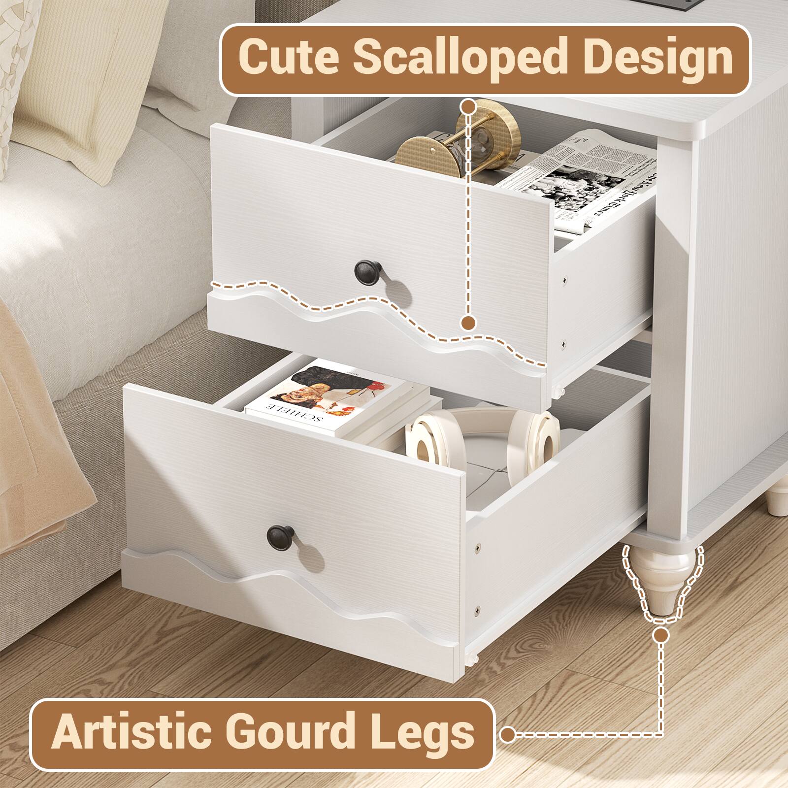 Cute Scalloped Design  
Artistic Gourd Legs