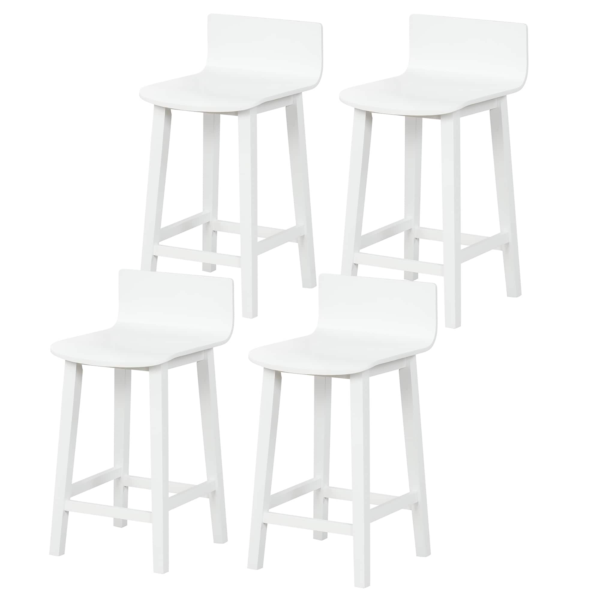 Gymax - 4PCS kitchen bar stools counter height bar stools mid century bar chairs - White
