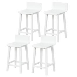 Gymax - 4PCS kitchen bar stools counter height bar stools mid century bar chairs - White