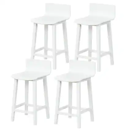 Front. Gymax - Gymax 4PCS kitchen bar stools counter height bar stools mid century bar chairs White - White.