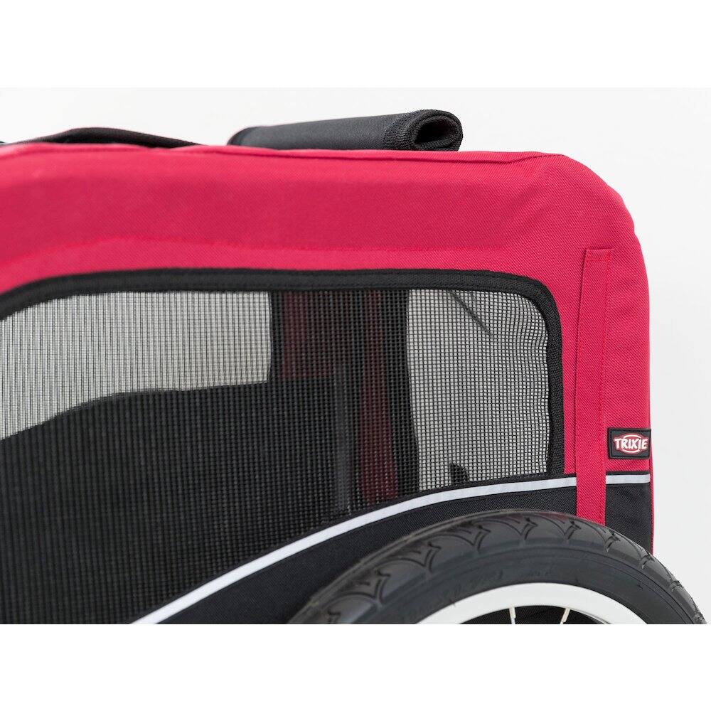 Alt View 3. TRIXIE - Foldable Bicycle Trailer for Dogs with Windows & Large Door, Black & Red - Black/Red.