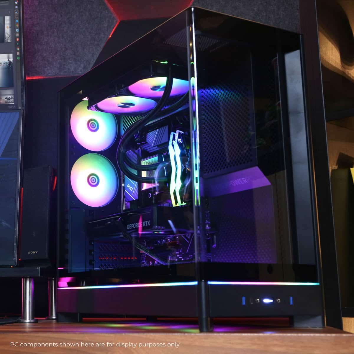 PC components shown here are for display purposes only + C u R K I 3 CYOEKPOWER POWER GEFOR RTX SONY