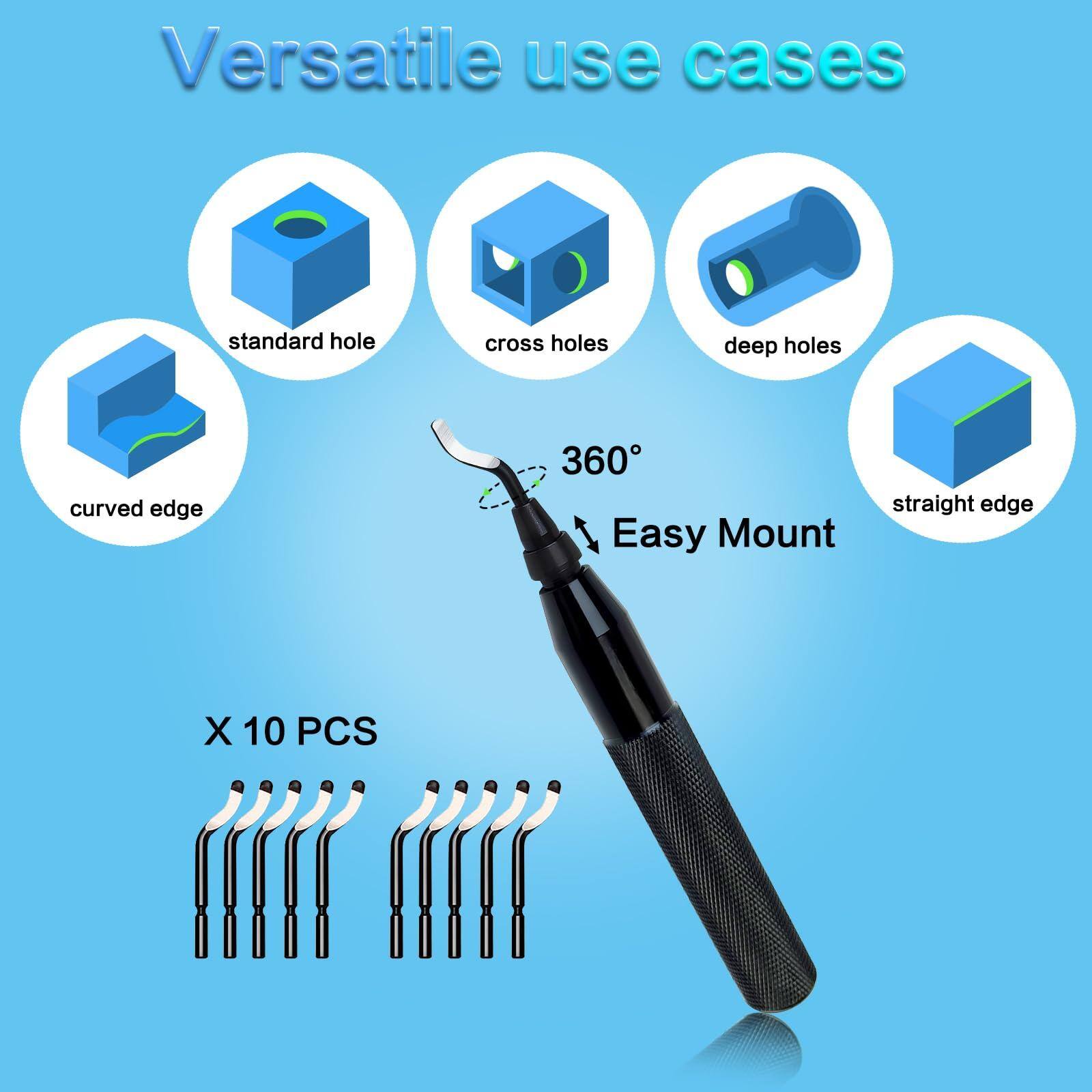 Versatile use cases

- standard hole
- cross holes
- deep holes
- curved edge
- straight edge

Easy Mount

X 10 PCS