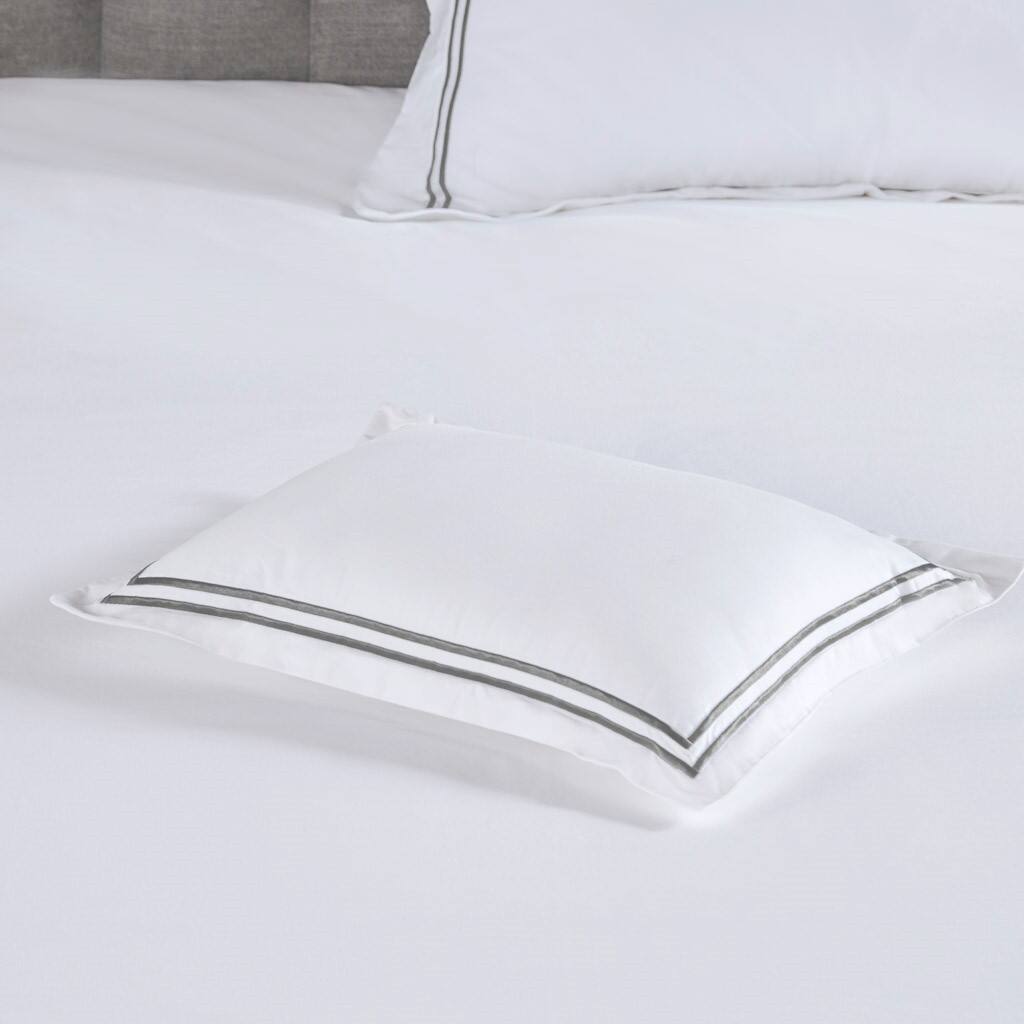 Alt View 3. Gracie Mills - Gracie Mills Mooney 500 Thread Count Embroidered Cotton Sateen Duvet Cover Set - White/Grey.