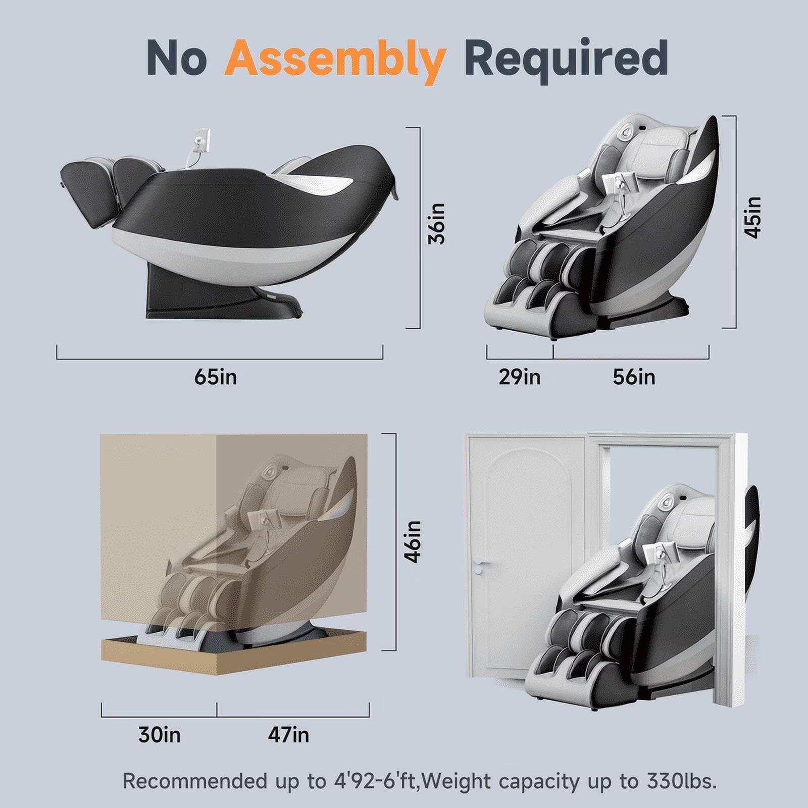 No Assembly Required

36in x 45in x 65in  
29in x 56in x 46in  
30in x 47in x 46in  

Recommended up to 4'92-6'ft, Weight capacity up to 330lbs.