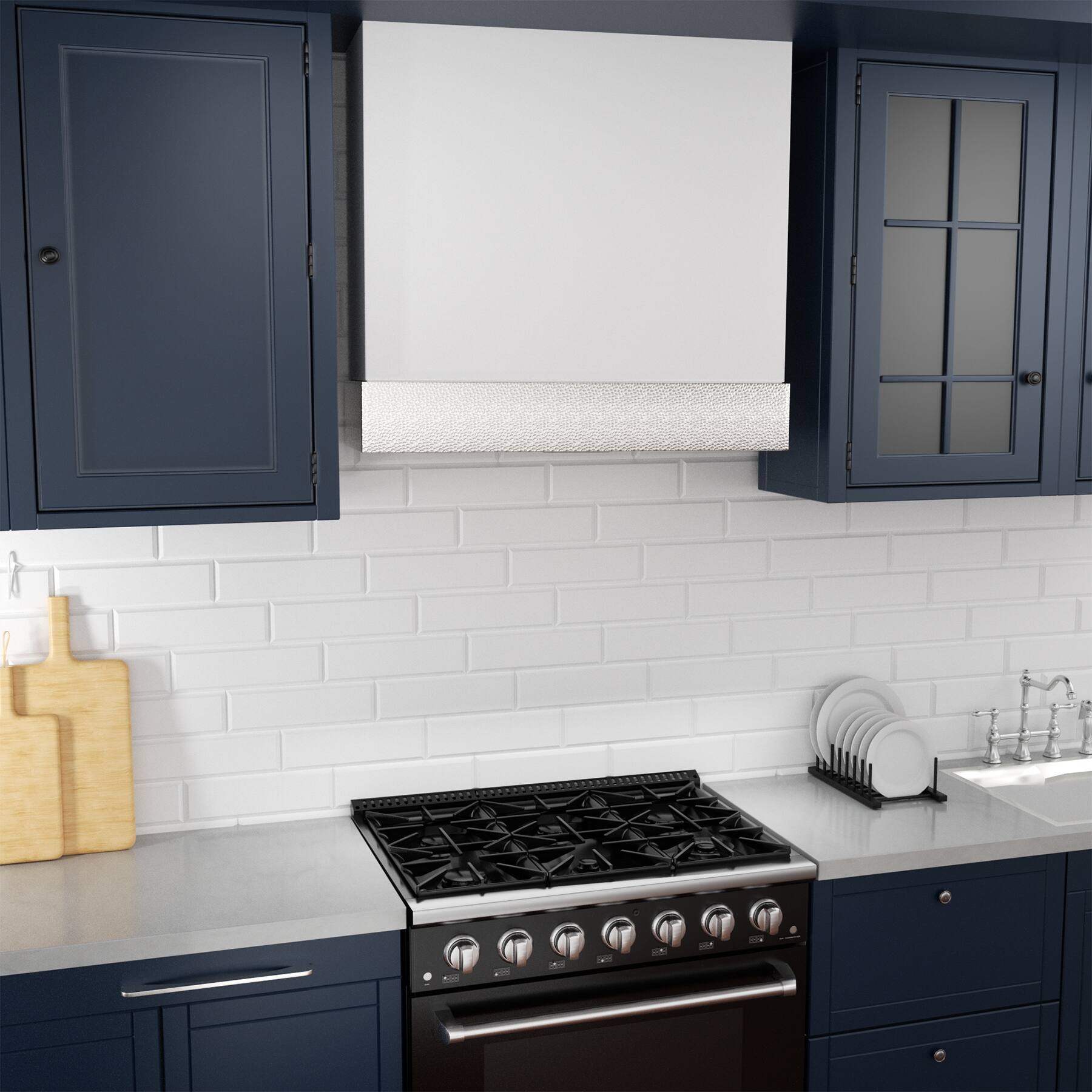 Alt View 4. Akicon - Akicon 30 in. Stainless Steel Ducted Wall Mount Range Hood with 600 CFM Vent Motor, 3 Speed, in White with Nickel - White with Nickel.