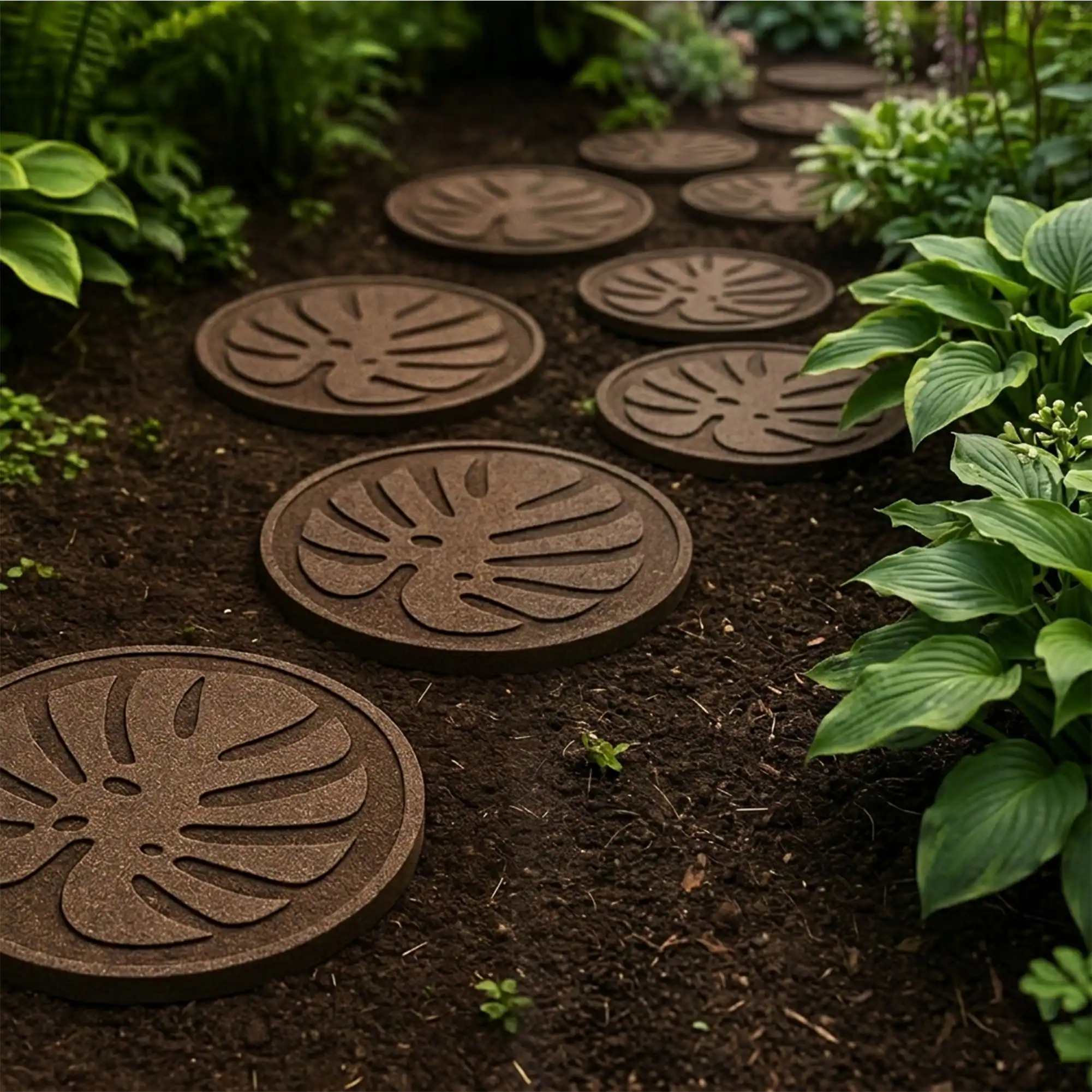 Alt View 4. Tierra Verde - Tierra Verde 4 Pack 18" x 18" Tropical Leaf Decorative Stepping Stones, Brown - Brown.