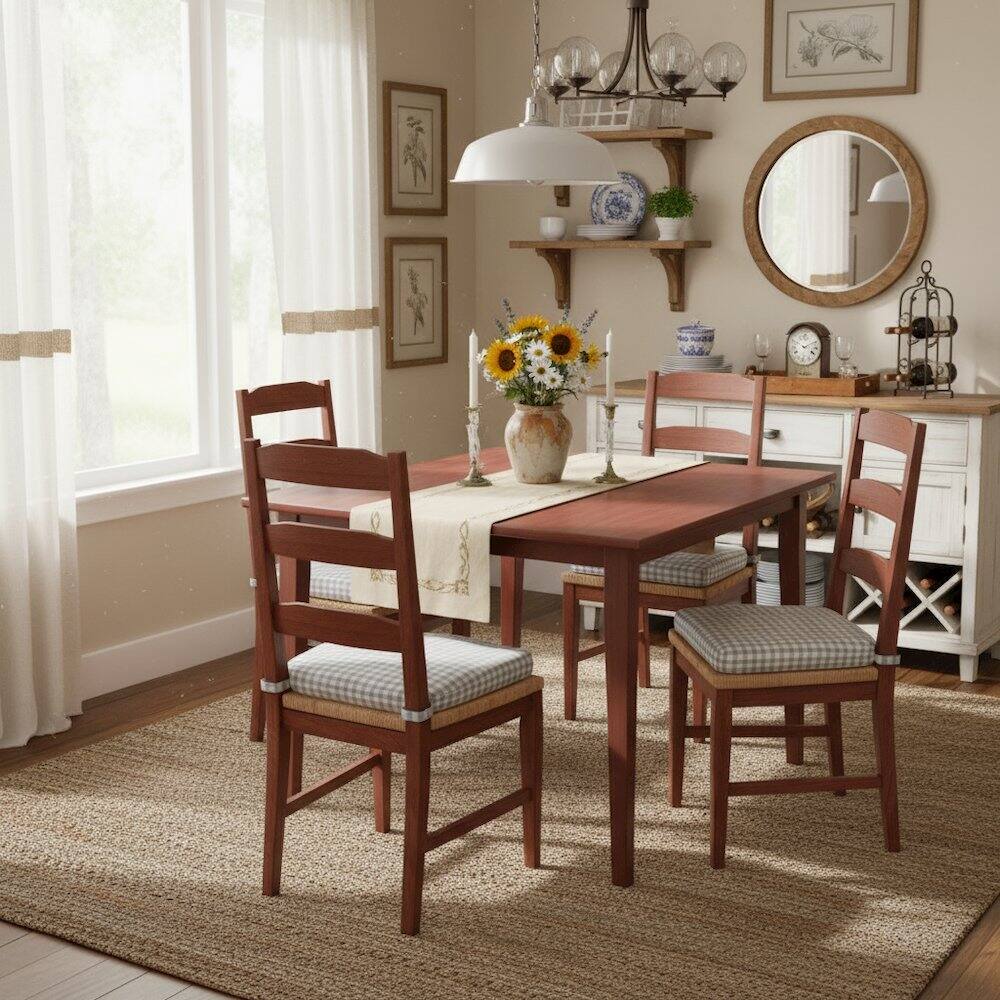 Alt View 2. FurniFact - Mid Century Dining Table In Solid Walnut Finish - Walnut.
