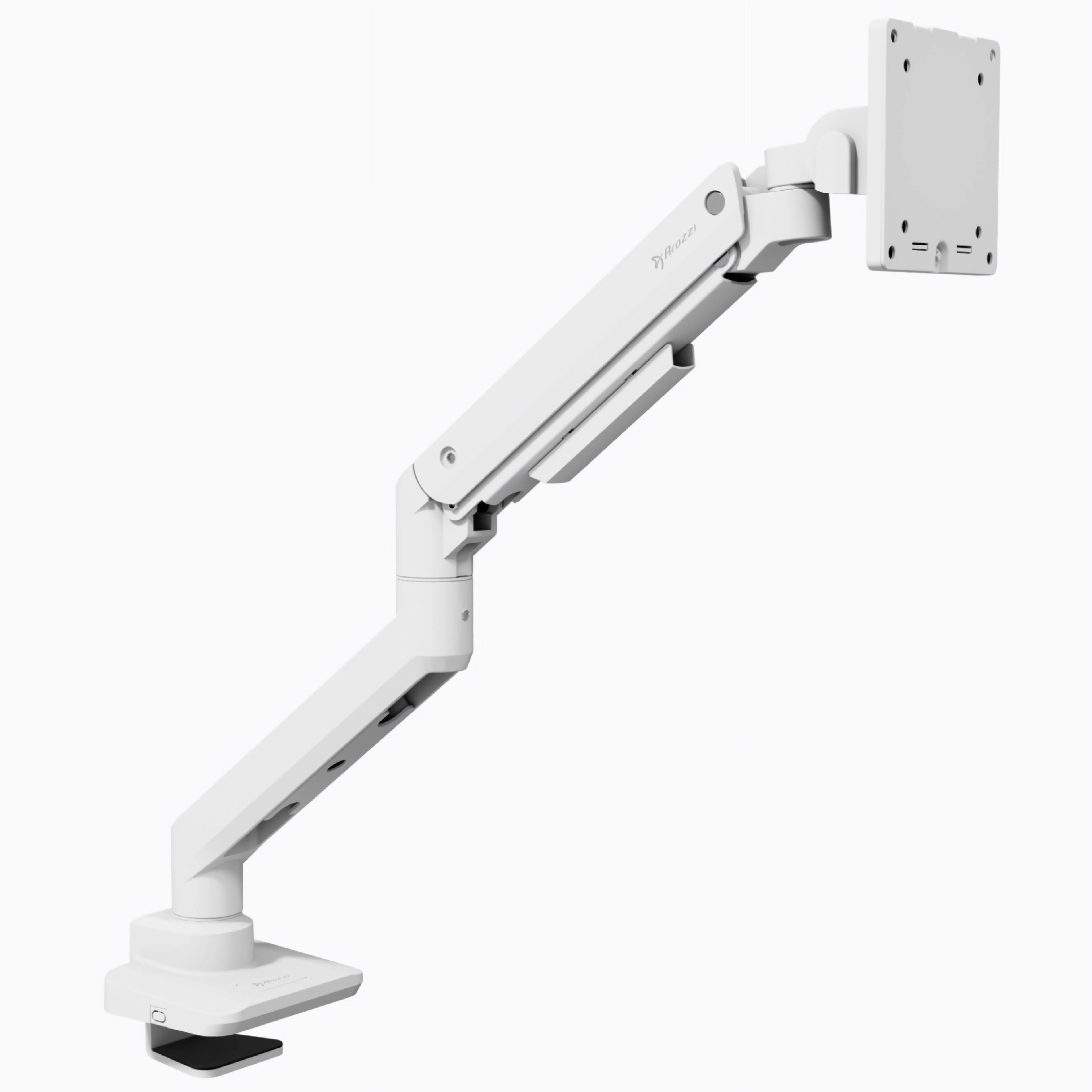 Alt View 3. Arozzi - Arozzi Alzare Neo Pro Gas Spring Heavy Duty Monitor Arm – Extra Strong Full Motion Desk Mount – White - White.