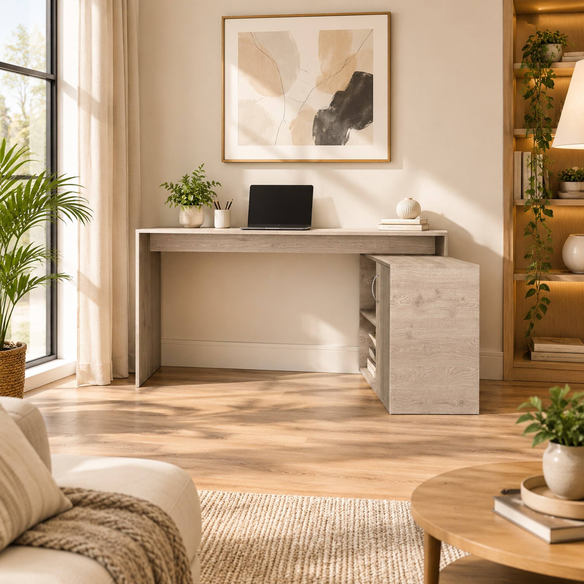 RYHNUYNE Modern L Shaped Computer Desk, 59 Inch Corner Workstation ...