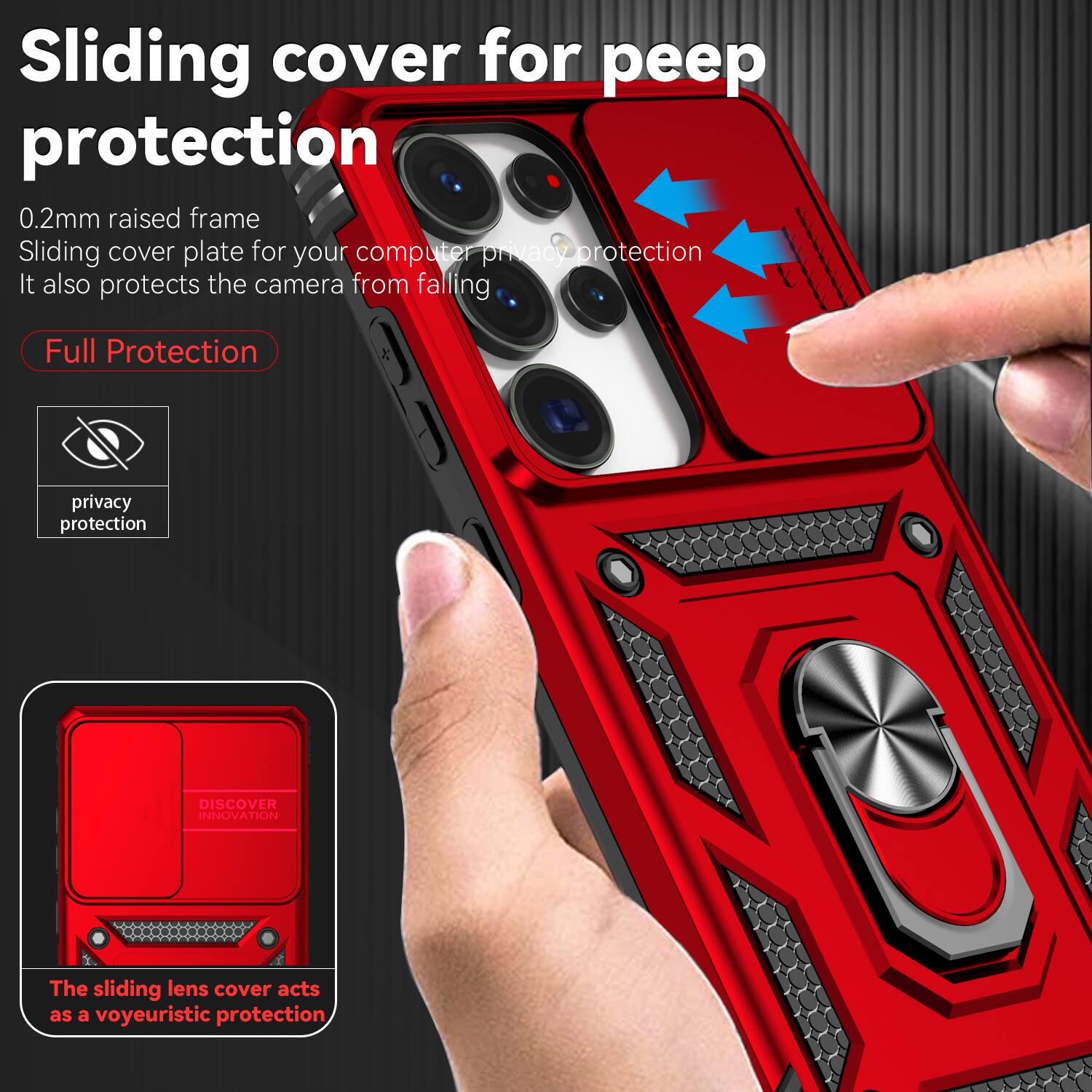 Sliding cover for peep protection

0.2mm raised frame
Sliding cover plate for your computer privacy protection
It also protects the camera from falling

Full Protection

privacy protection

DISCOVER INNOVATION

The sliding lens cover acts as a voyeuristic protection