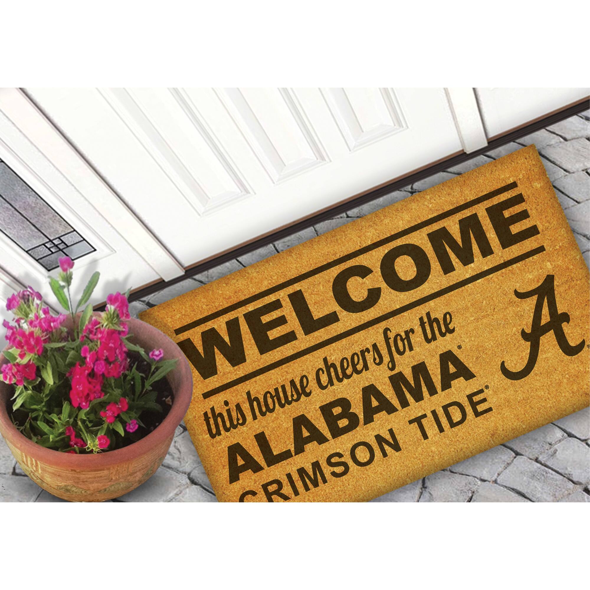 WELCOME  
this house cheers for the  
ALABAMA  
CRIMSON TIDE