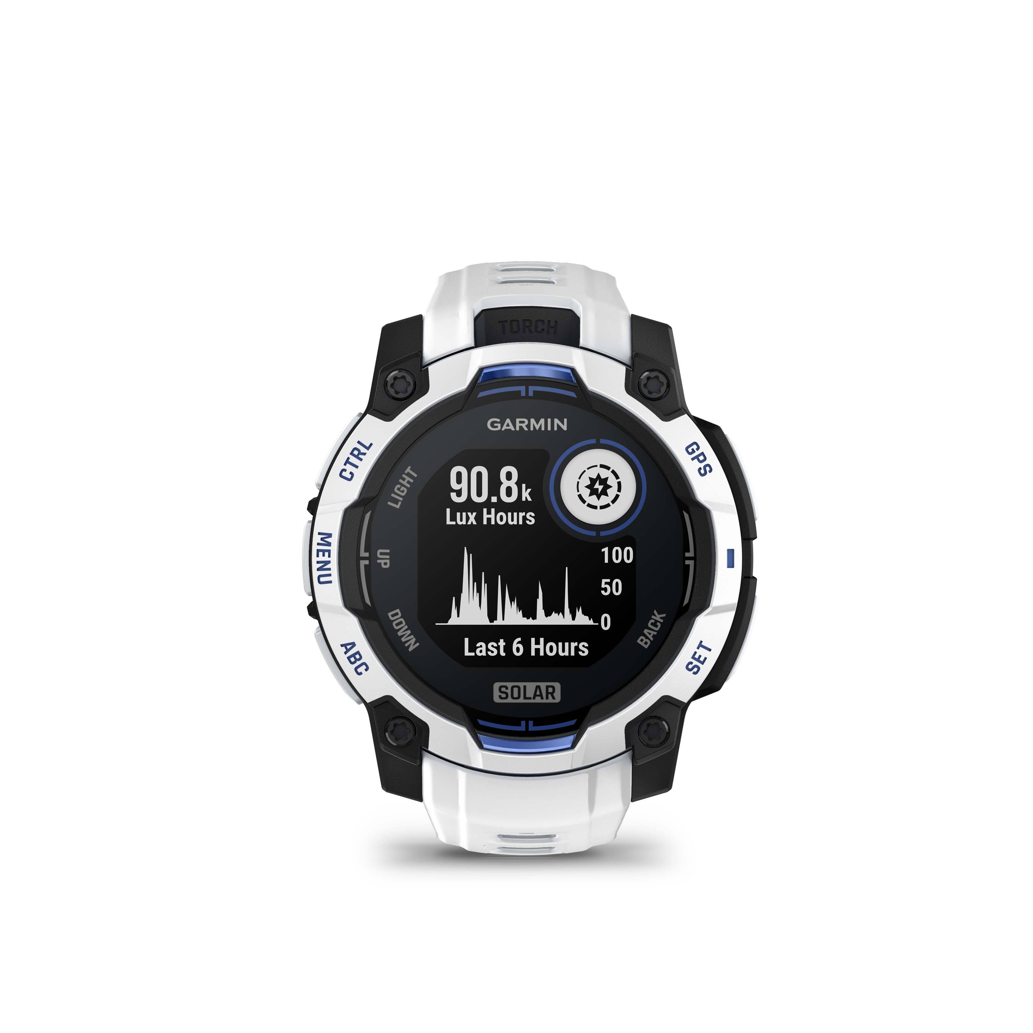TORCH GARMIN CTRL GPS LIGHT  
90.8k Lux Hours  
Last 6 Hours  
SOLAR  

MENU UP 100 50 DOWN 0 BACK  
ABC SET