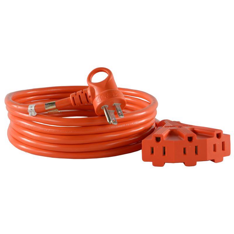 Front. Conntek - Indoor or Outdoor 12 ft. L Orange Triple Outlet Cord 14/3 SJTW - Orange.