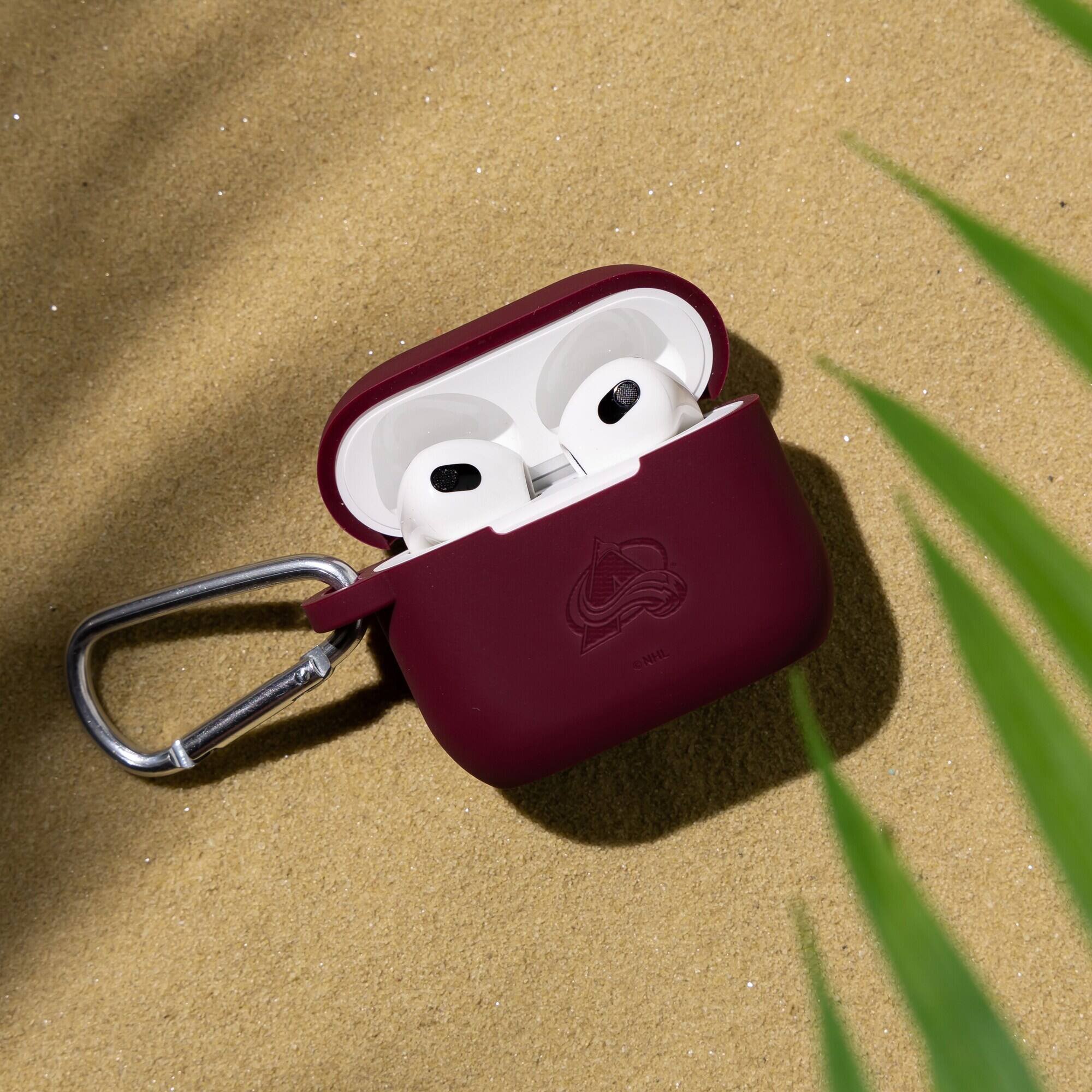 Alt View 1. Artinian - Colorado Avalanche Debossed Silicone AirPods 3 Case Cover - Maroon.