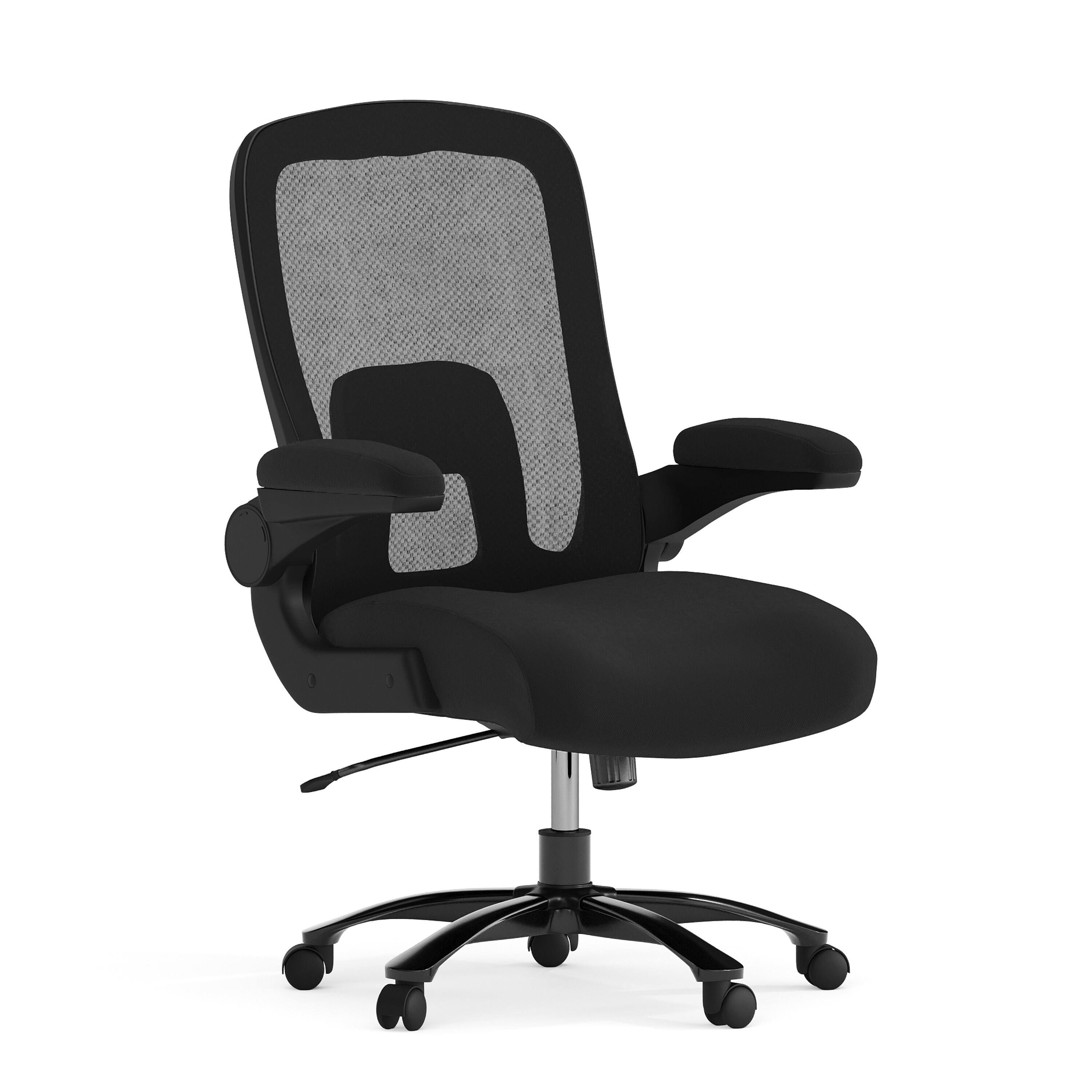 Emma + Oliver - Big & Tall 500 lb. Rated Mesh Executive Ergonomic Office Chair with Lumbar - Black Fabric