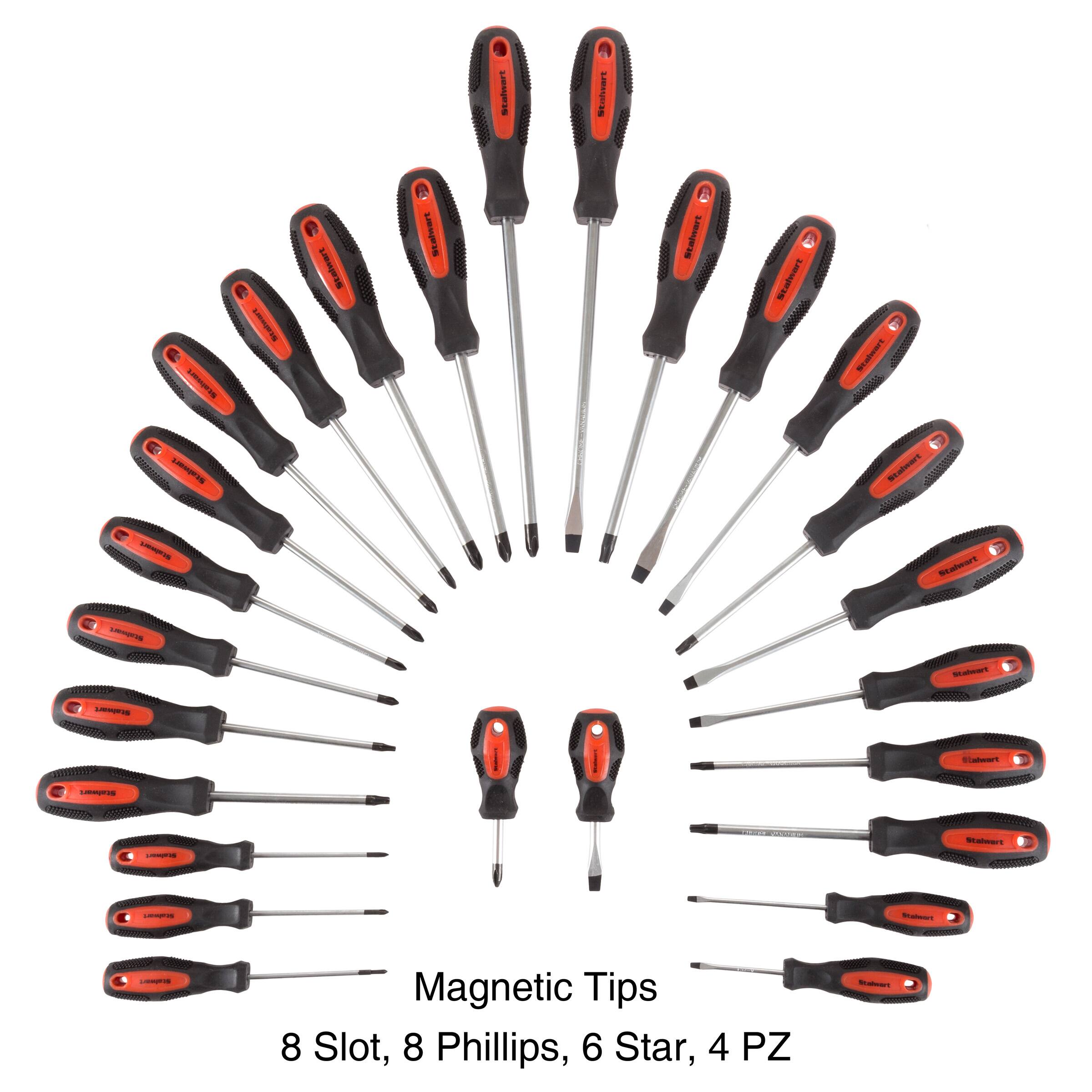 Magnetic Tips  
8 Slot, 8 Phillips, 6 Star, 4 PZ