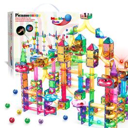 PicassoTiles - PICASSO-TILES Marble Run Magnetic Tiles for Kids, 200PCS, Construction Magnet Tiles Race Track Building Blocks STEM Toy