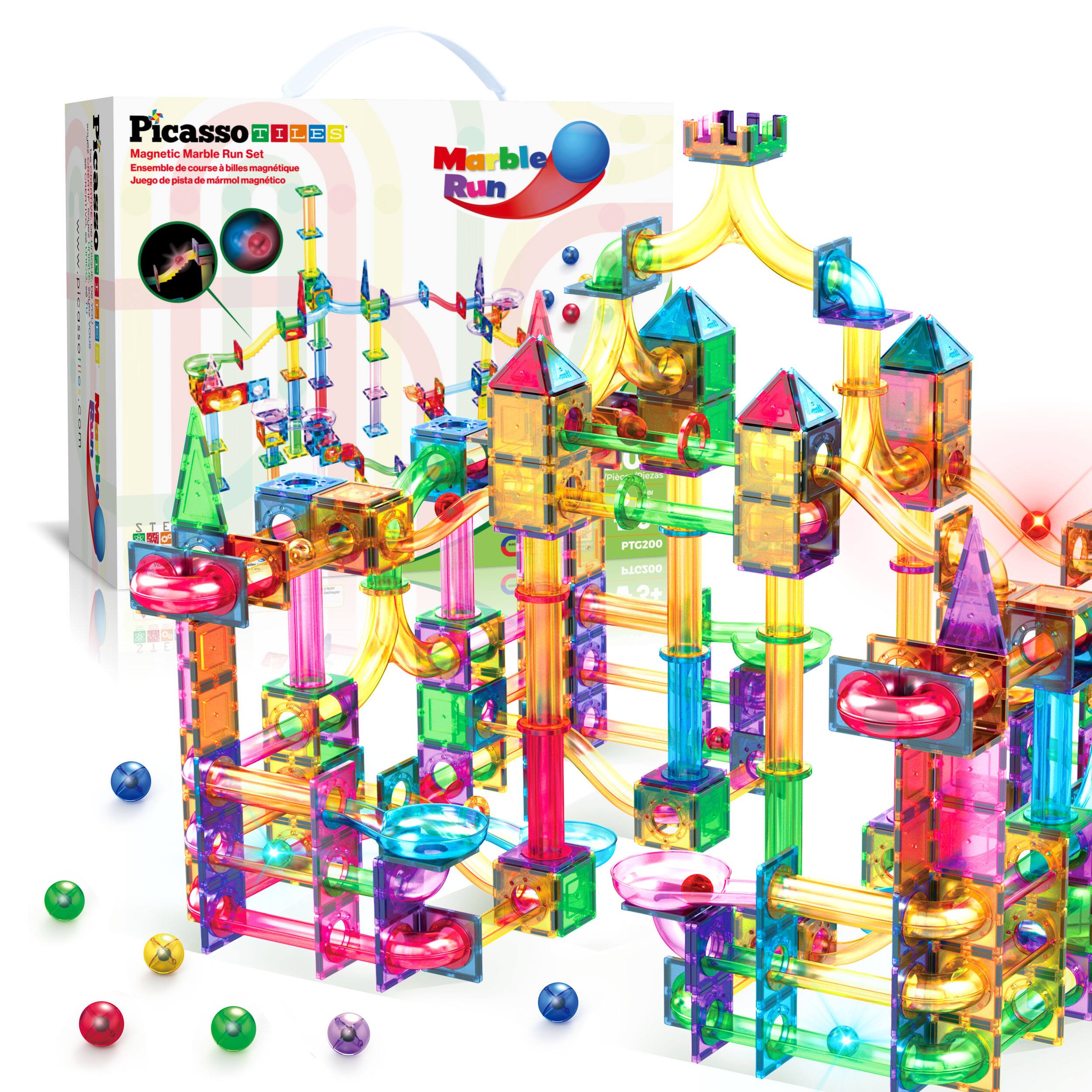 Picasso Tiles  
Magnetic Marble Run Set  
Ensemble de course à billes magnétique  
Juego de pista de mármol magnético: 18  
Marble Run  
PTG200 C300