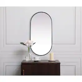 Elegant Decor - Metal Frame Oval Mirror 24x48 Inch - Black