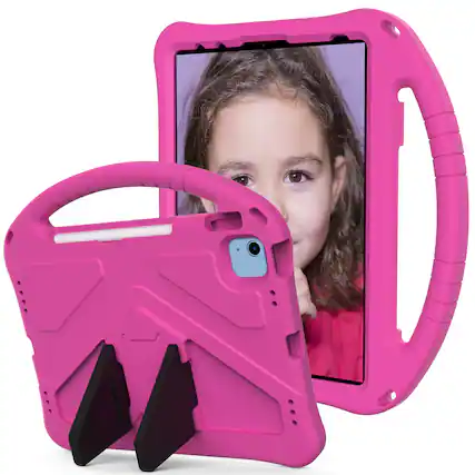 Front. UUCOVER - Kids Case for iPad A16 11" 2025 / iPad 10th Gen 10.9" 2022,Shockproof EVA Case Handle Kickstand Back Cover - Rose.