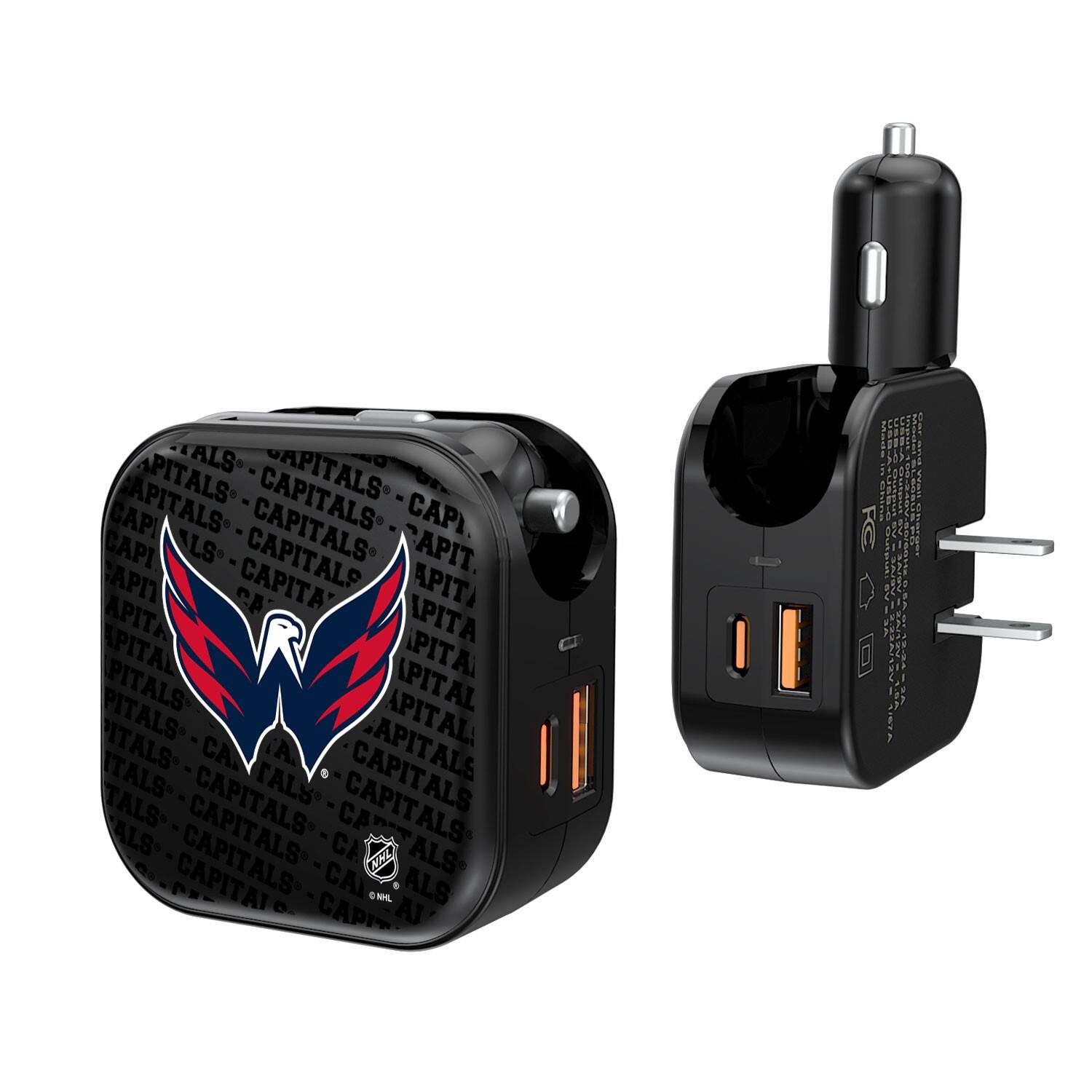 Keyscaper - Washington Capitals Team Logo Dual Port USB Car & Home Charger - Multicolor